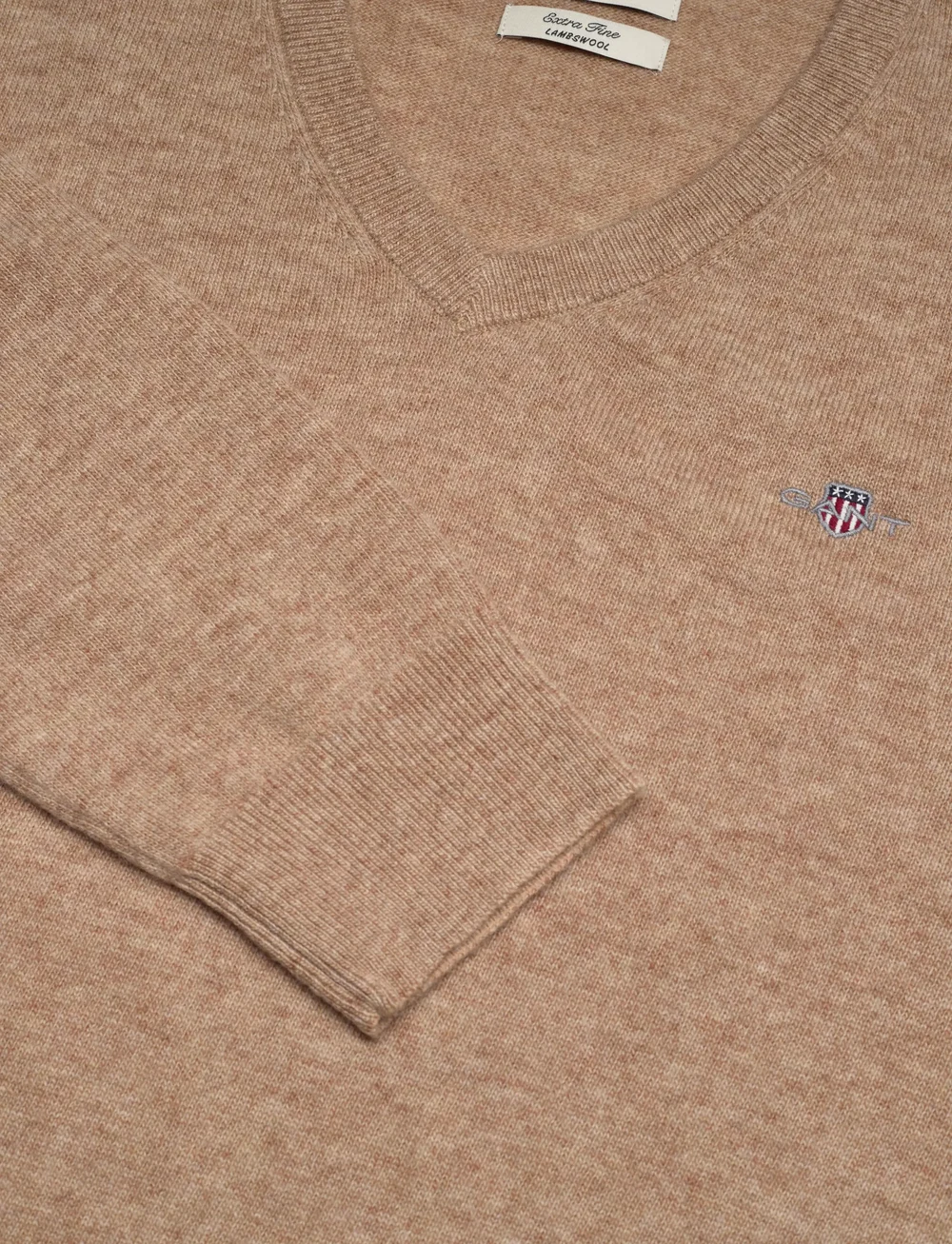 GANT - EXTRAFINE LAMBSWOOL V-NECK - megztiniai su v formos apykakle - dk. sand melange - 2