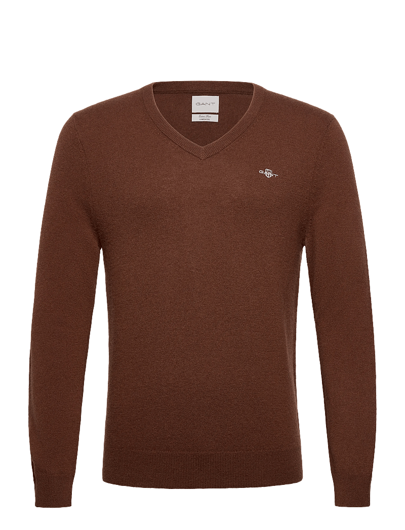 GANT - EXTRAFINE LAMBSWOOL V-NECK - v-ausschnitt - mahogany brown - 0