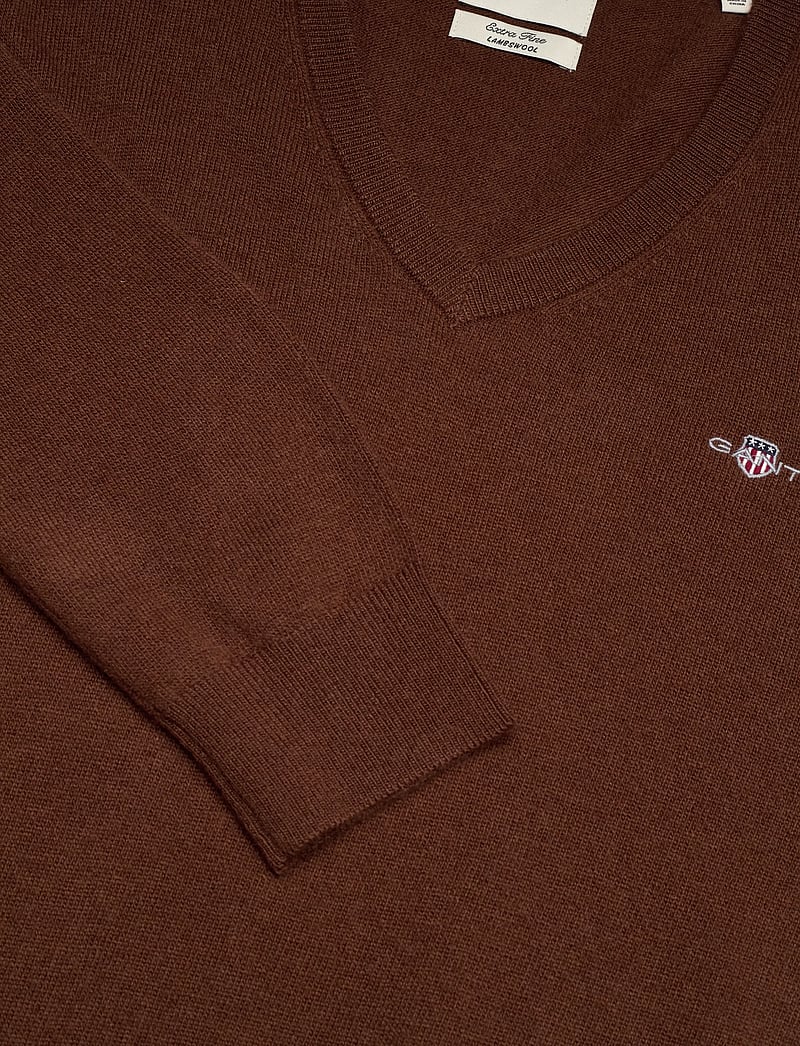GANT - EXTRAFINE LAMBSWOOL V-NECK - v-ausschnitt - mahogany brown - 2