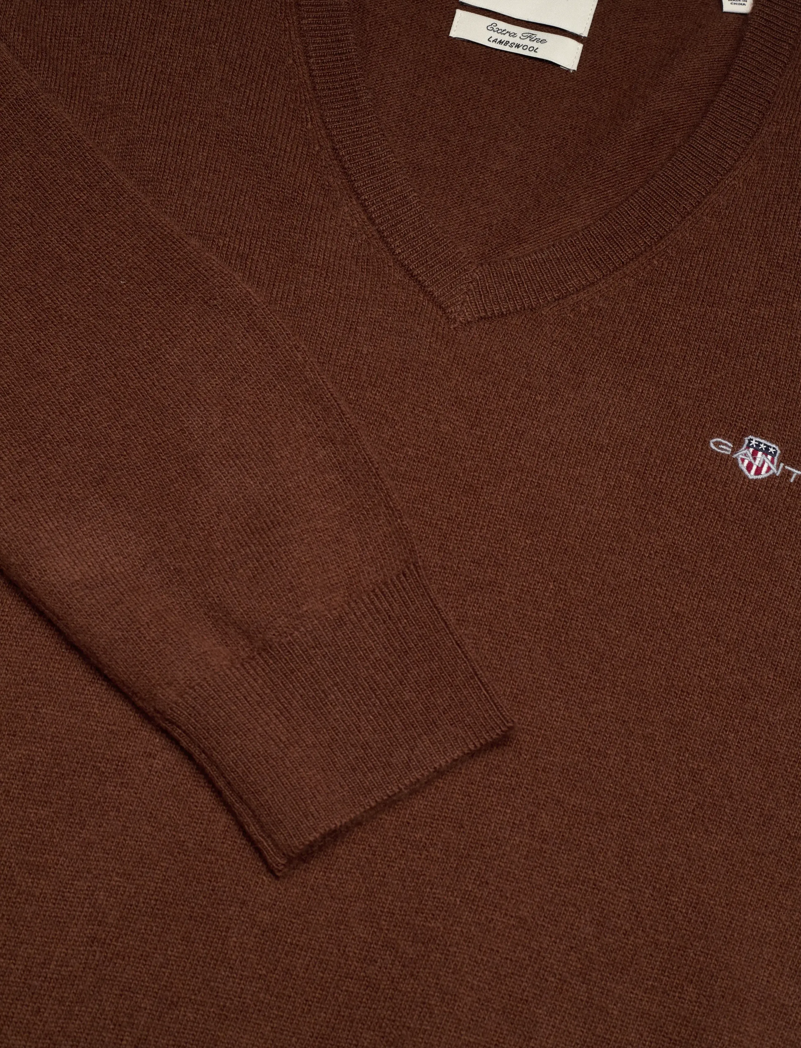 Gant - EXTRAFINE LAMBSWOOL V-NECK - v-hálsmál - mahogany brown - 2