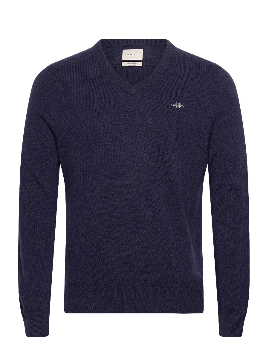 Gant - EXTRAFINE LAMBSWOOL V-NECK - swetry w serek - marine - 1