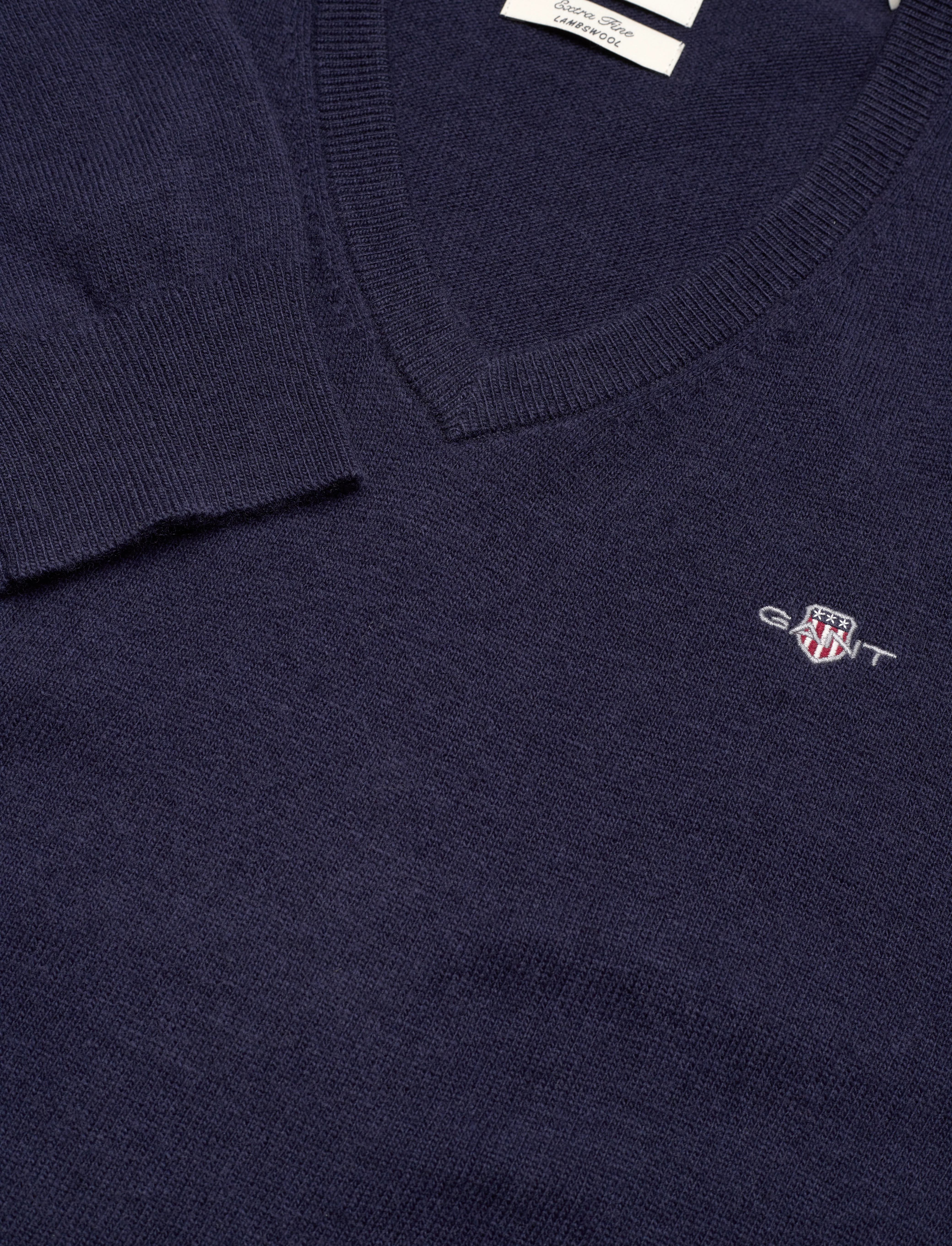 Gant - EXTRAFINE LAMBSWOOL V-NECK - megztiniai su v formos apykakle - marine - 2