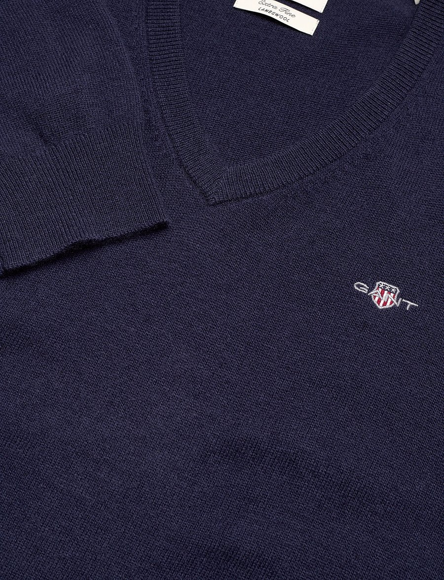 Gant - EXTRAFINE LAMBSWOOL V-NECK - swetry w serek - marine - 5