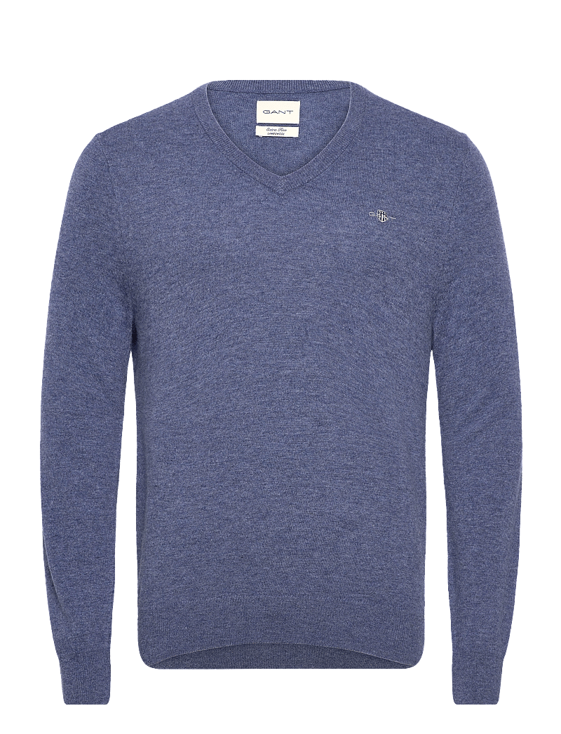GANT - EXTRAFINE LAMBSWOOL V-NECK - v-ausschnitt - stone blue melange - 0