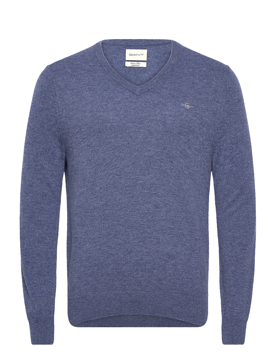 Gant - EXTRAFINE LAMBSWOOL V-NECK - v-ausschnitt - stone blue melange - 1