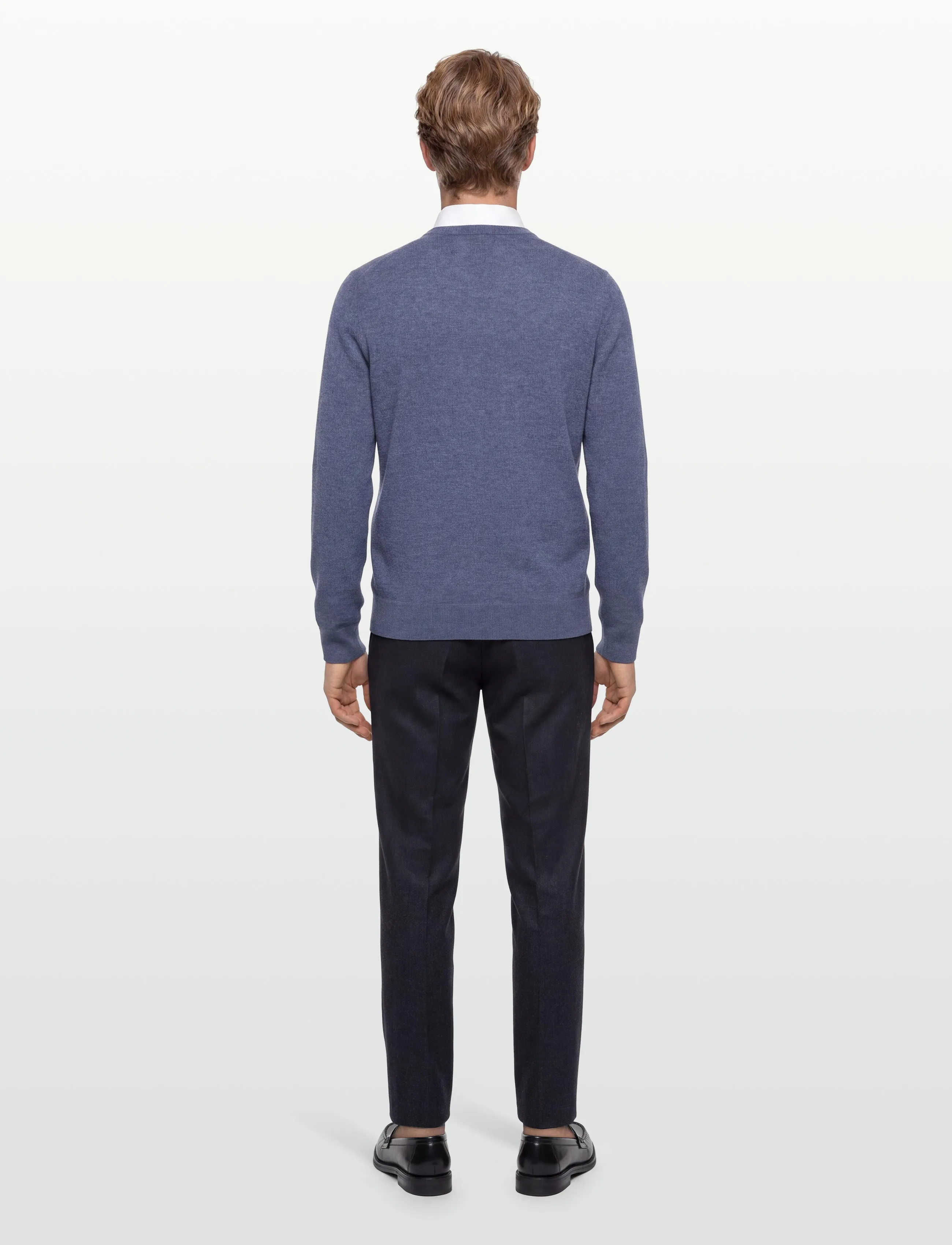 Gant - EXTRAFINE LAMBSWOOL V-NECK - trøjer - stone blue melange - 4