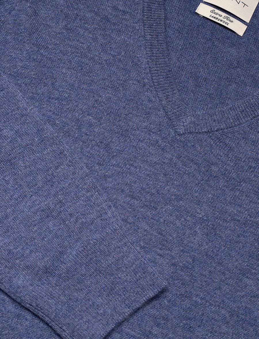 Gant - EXTRAFINE LAMBSWOOL V-NECK - v-ausschnitt - stone blue melange - 5