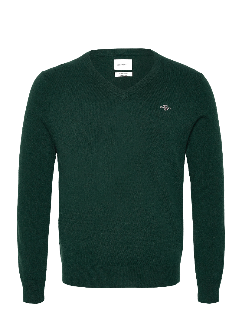GANT - EXTRAFINE LAMBSWOOL V-NECK - v-ringat - tartan green - 0
