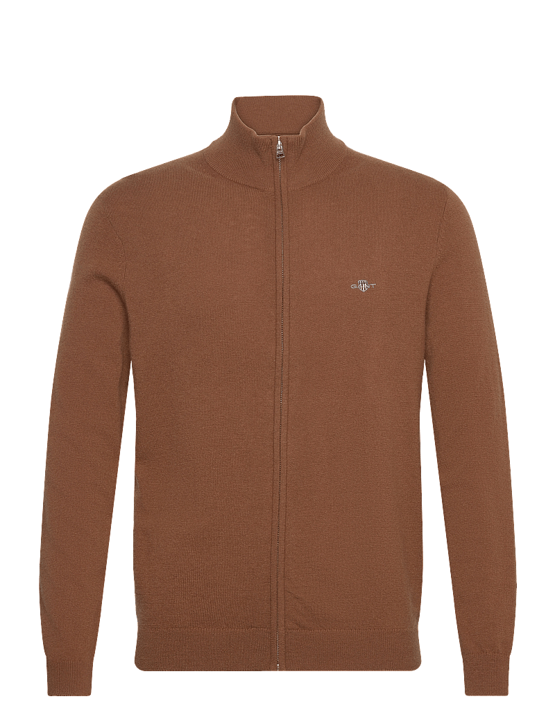 GANT - EXTRAFINE LAMBSWOOL ZIP CARDIGAN - pullover mit durchgehendem reißverschluss - cacao - 0