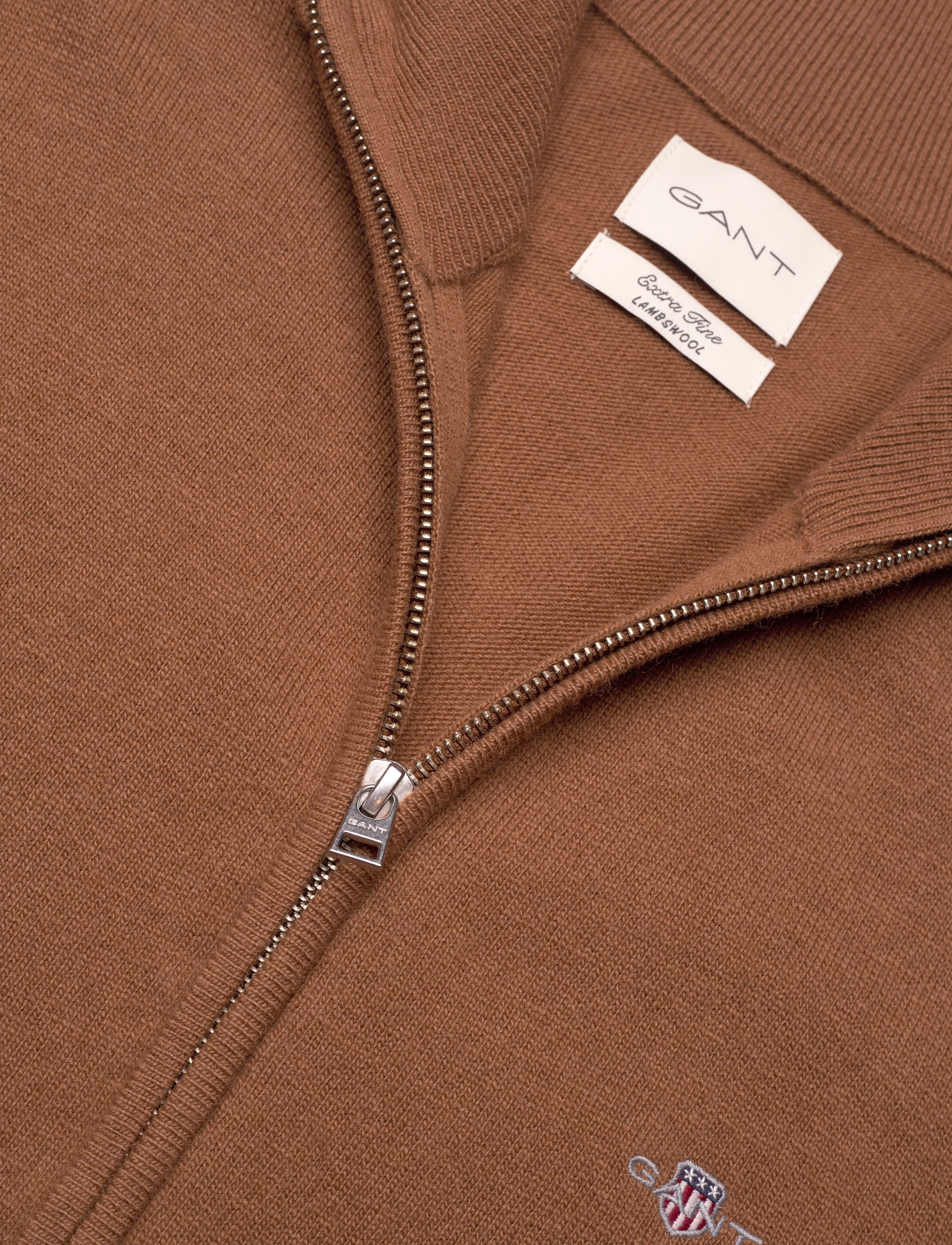 Gant - EXTRAFINE LAMBSWOOL ZIP CARDIGAN - cardigans - cacao - 2