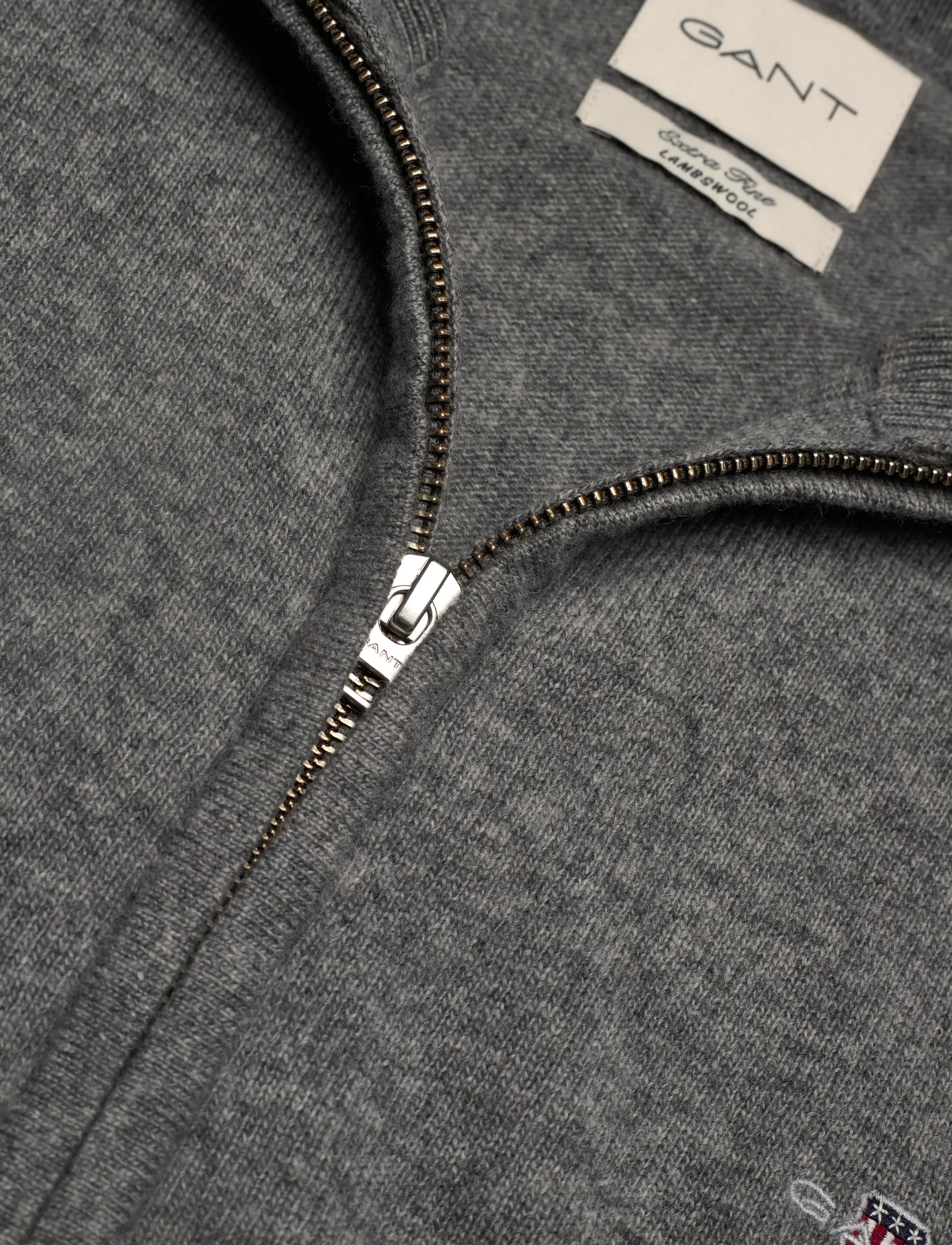 Gant - EXTRAFINE LAMBSWOOL ZIP CARDIGAN - cardigans - dark grey melange - 2