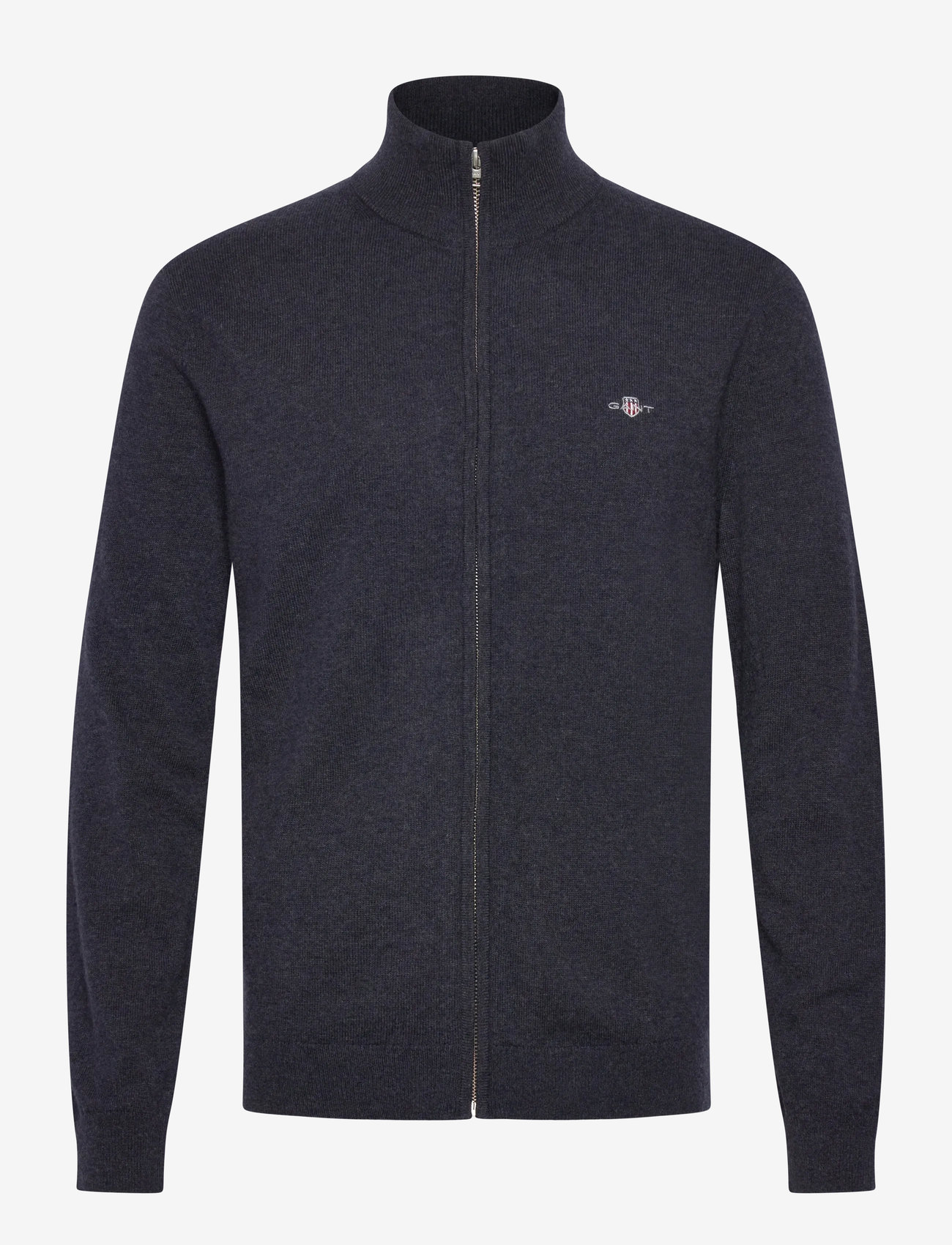 GANT - EXTRAFINE LAMBSWOOL ZIP CARDIGAN - pullover mit durchgehendem reißverschluss - dark navy melange - 0