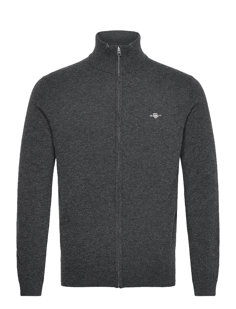 GANT - EXTRAFINE LAMBSWOOL ZIP CARDIGAN - full zip tröjor - dk charcoal melange - 0