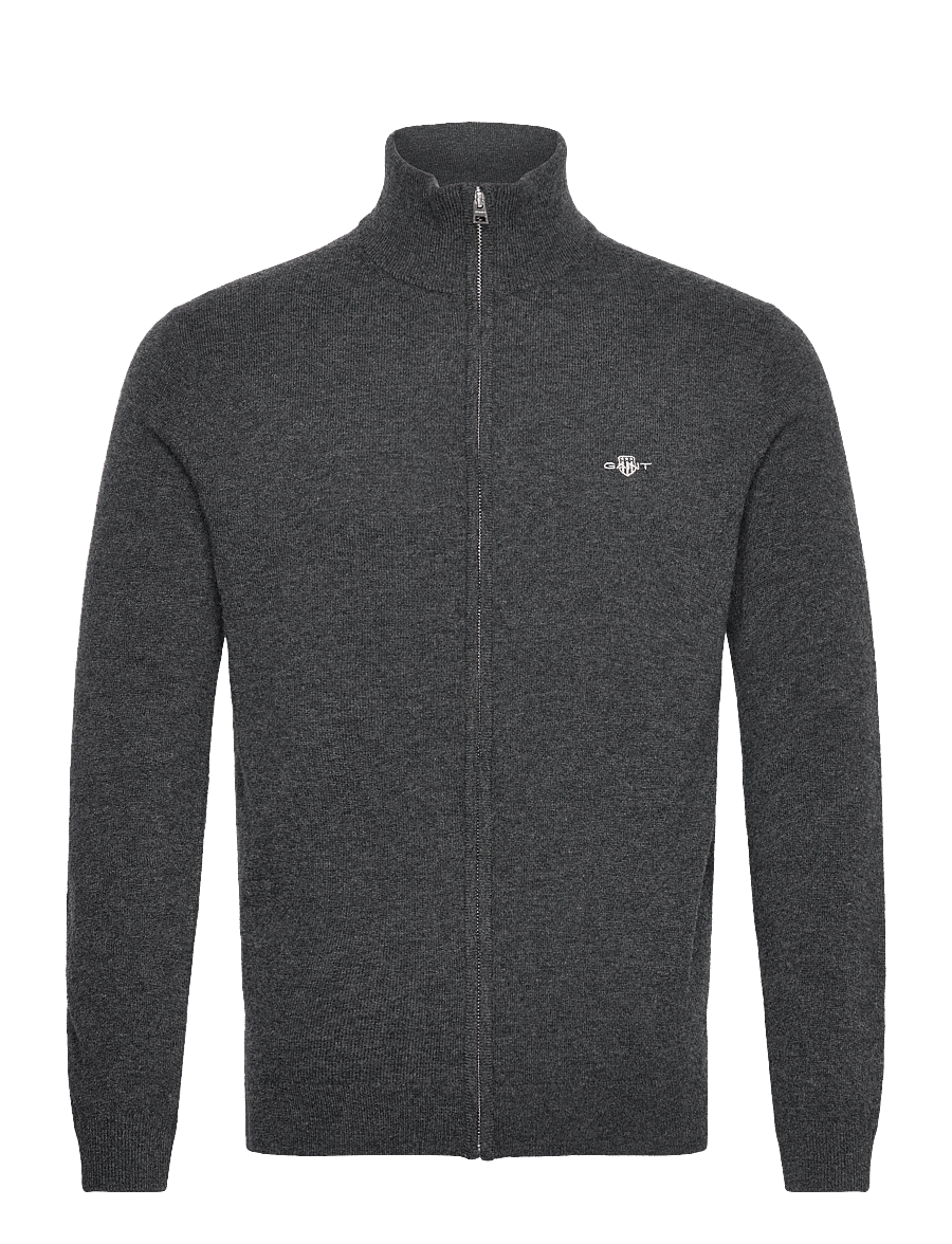 Gant - EXTRAFINE LAMBSWOOL ZIP CARDIGAN - full zip jumpers - dk charcoal melange - 1