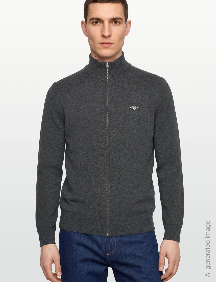 Gant - EXTRAFINE LAMBSWOOL ZIP CARDIGAN - full zip jumpers - dk charcoal melange - 3