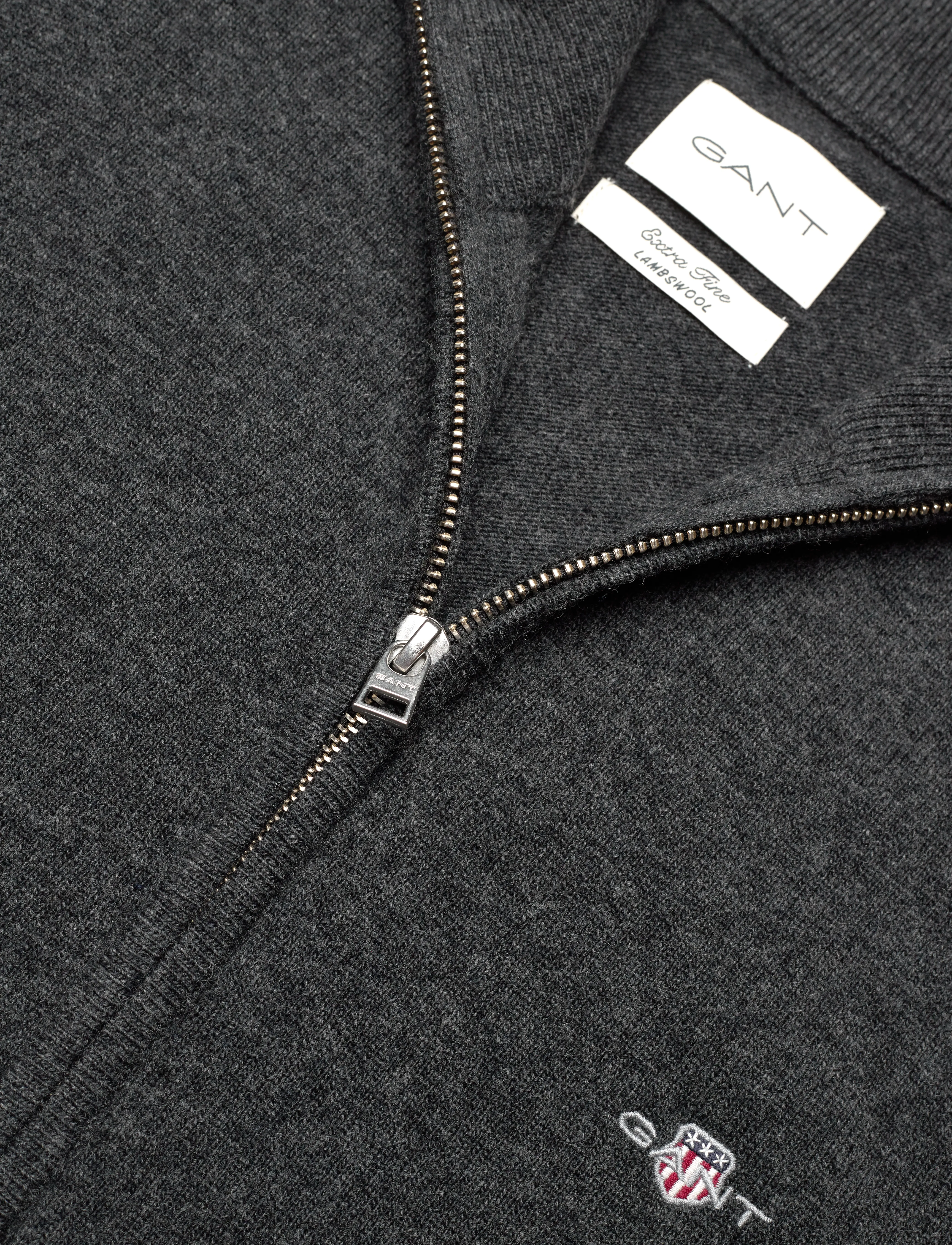 Gant - EXTRAFINE LAMBSWOOL ZIP CARDIGAN - kardiganai - dk charcoal melange - 2