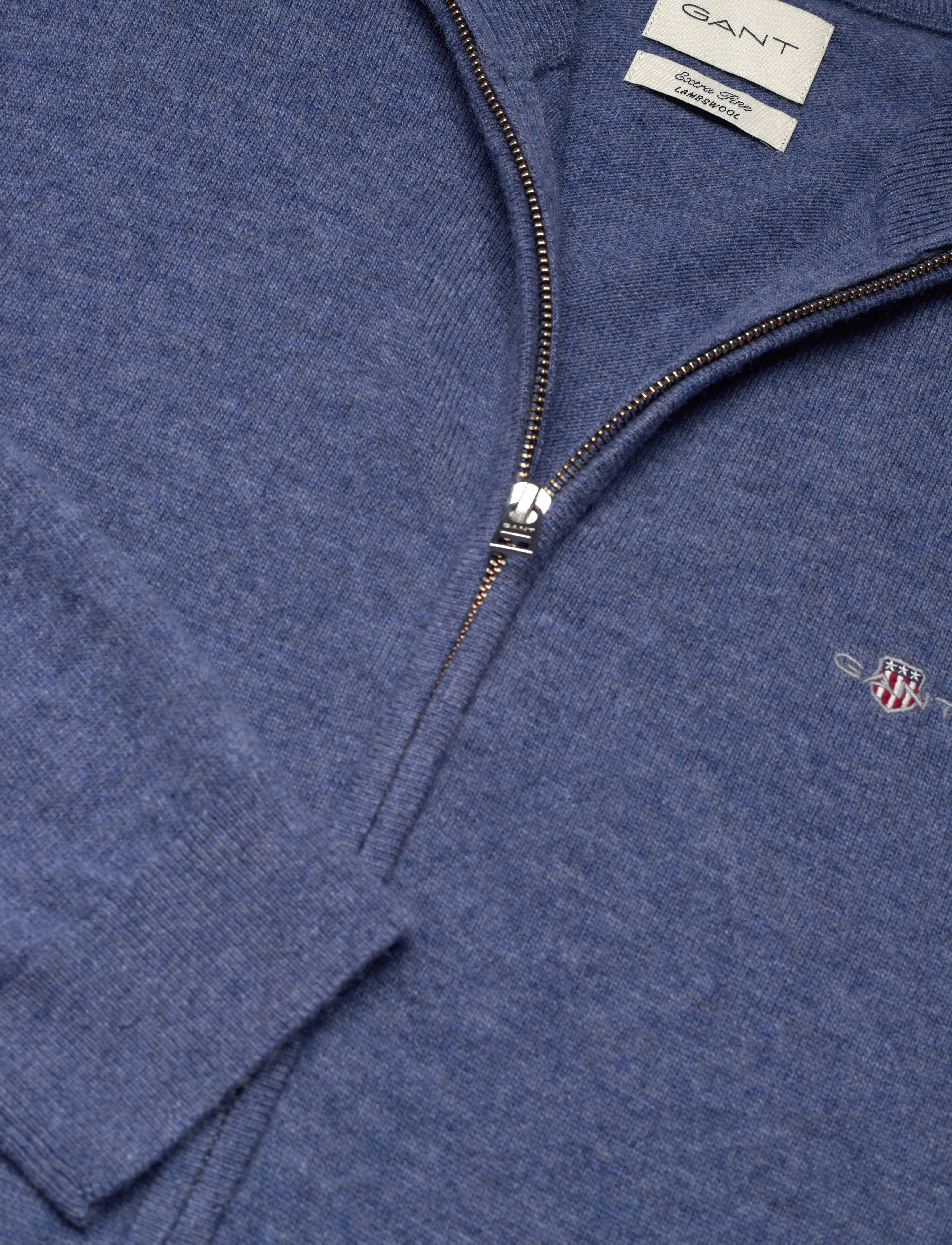 Gant - EXTRAFINE LAMBSWOOL ZIP CARDIGAN - cardigans - stone blue melange - 2