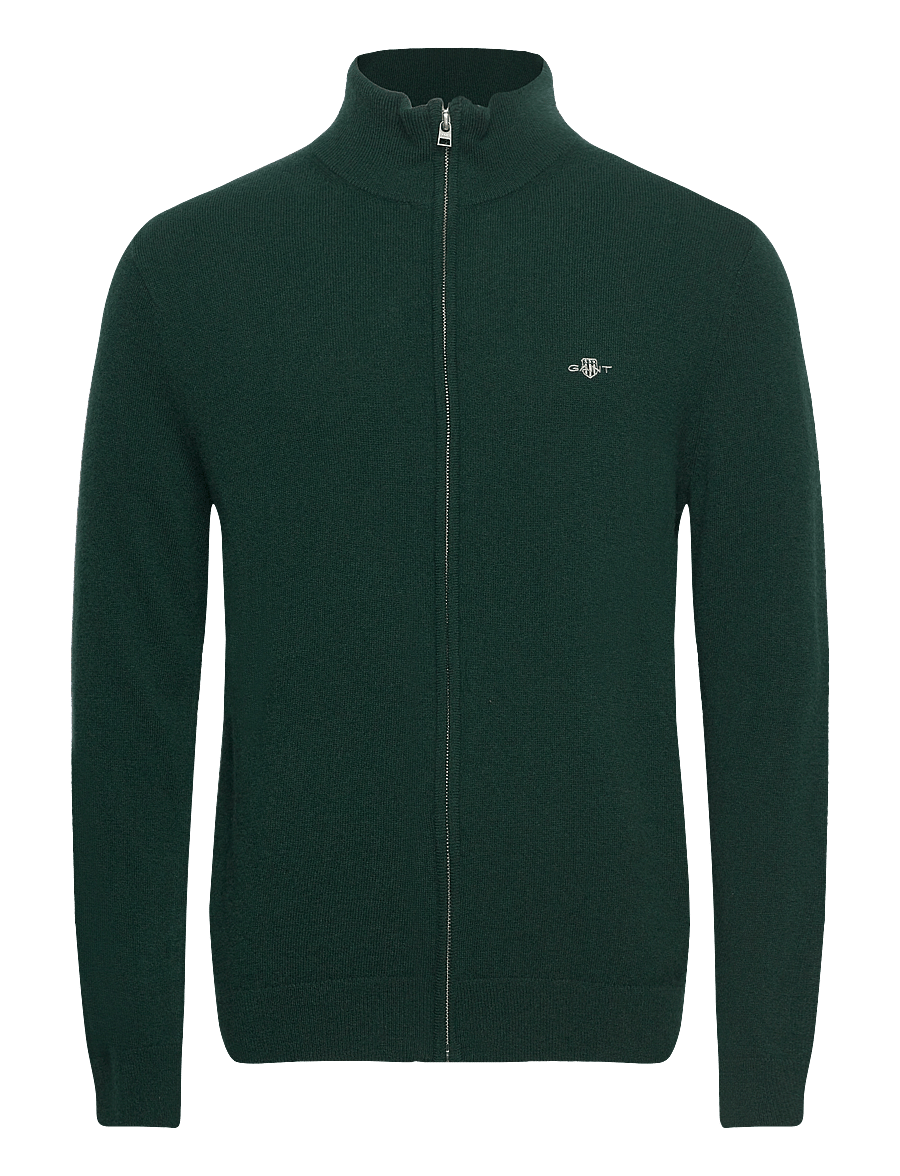 Gant - EXTRAFINE LAMBSWOOL ZIP CARDIGAN - cardigans - tartan green - 0
