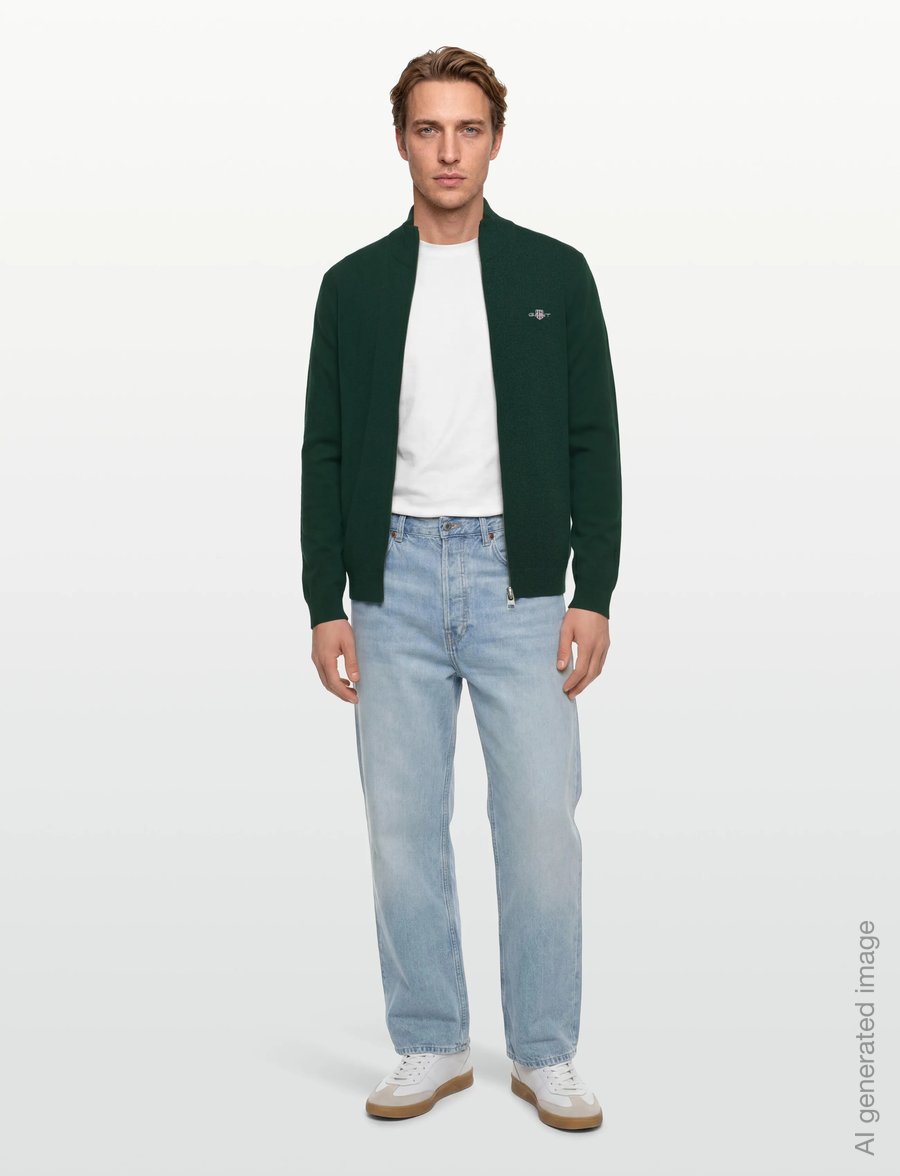 Gant - EXTRAFINE LAMBSWOOL ZIP CARDIGAN - lukuga džemprid - tartan green - 0