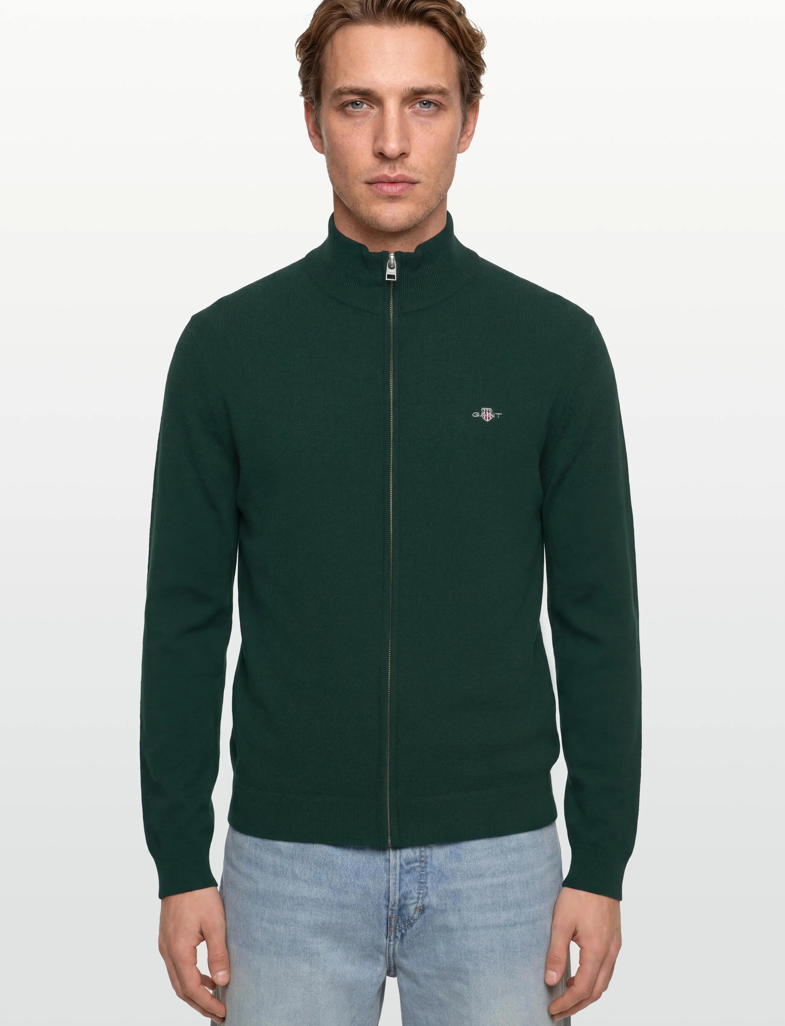 Gant - EXTRAFINE LAMBSWOOL ZIP CARDIGAN - cardigans - tartan green - 3