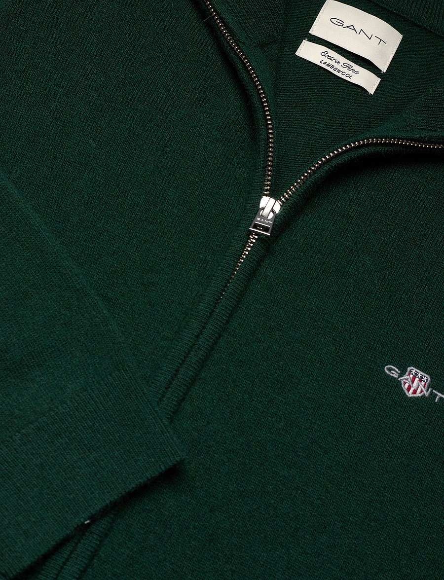 Gant - EXTRAFINE LAMBSWOOL ZIP CARDIGAN - cardigans - tartan green - 2