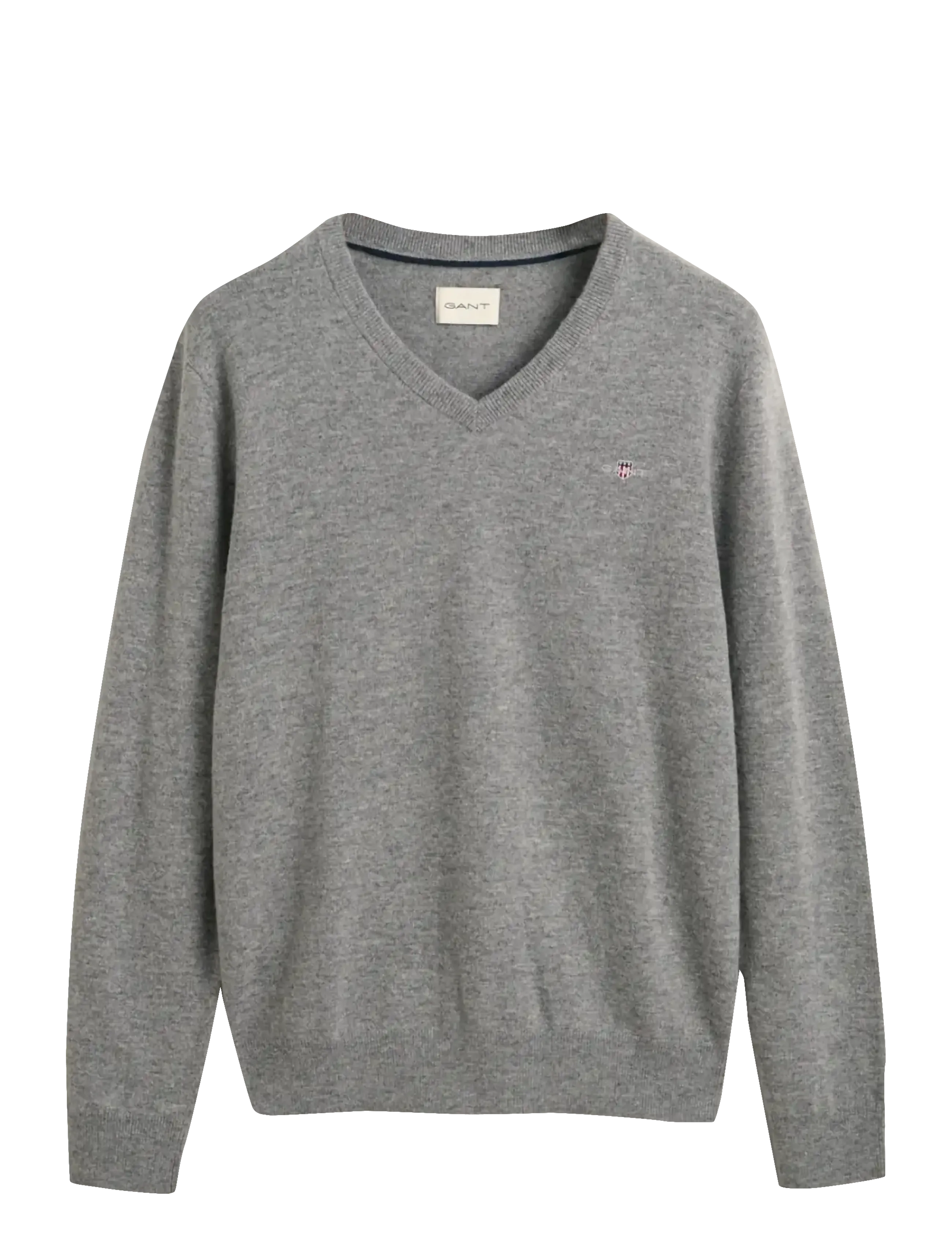 EXTRAFINE LAMBSWOOL V-NECK A/S - GREY MELANGE