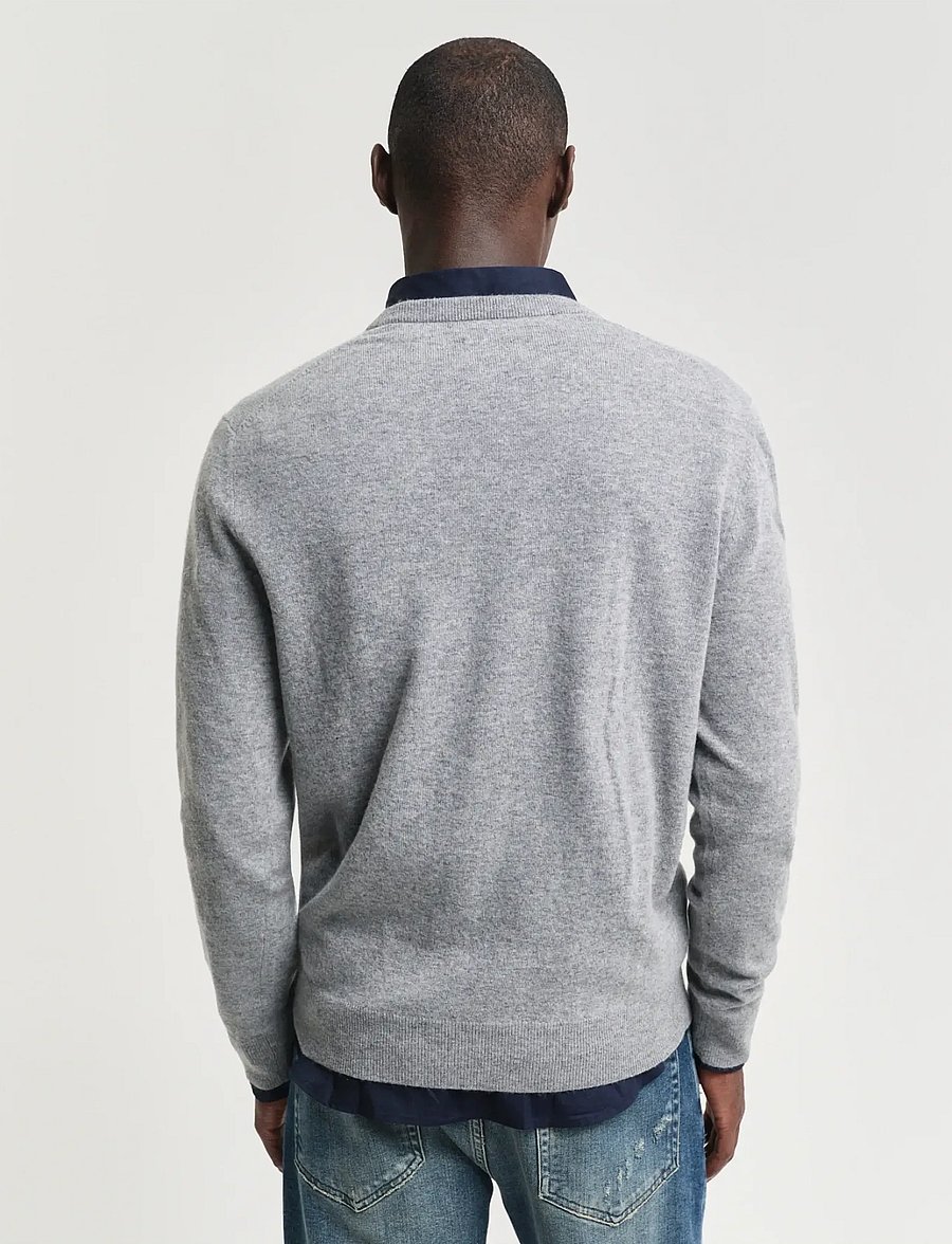Gant - EXTRAFINE LAMBSWOOL V-NECK A/S - v-necks - grey melange - 2