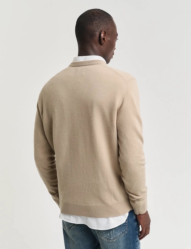 GANT - EXTRAFINE LAMBSWOOL C-NECK A/S - Ümmarguse kaelusega kudumid - concrete beige - 3