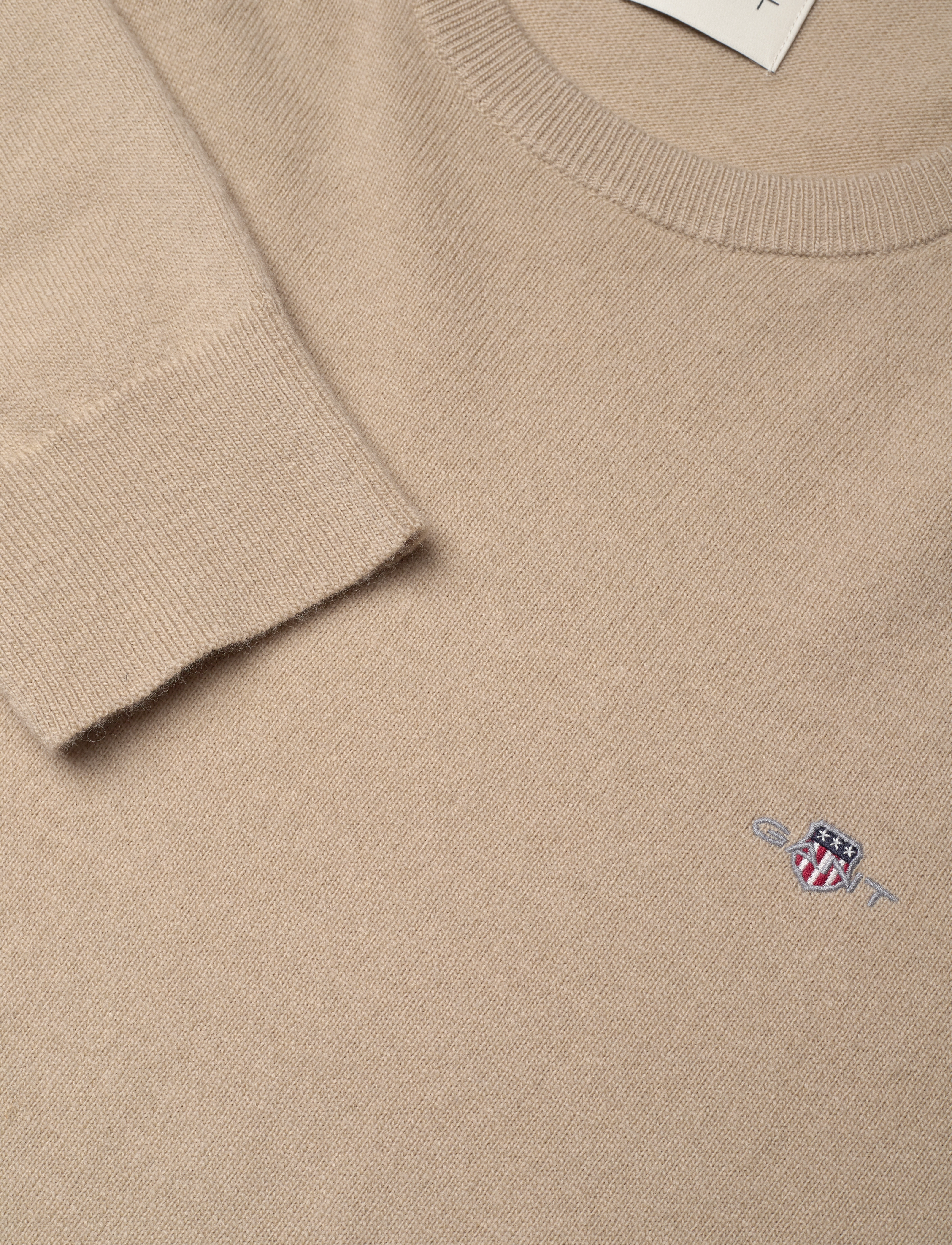 Gant - EXTRAFINE LAMBSWOOL C-NECK A/S - ronde hals - concrete beige - 4