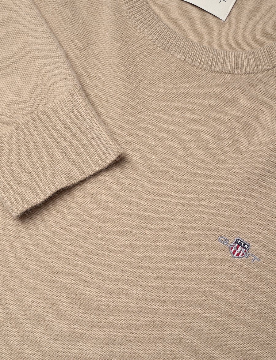 Gant - EXTRAFINE LAMBSWOOL C-NECK A/S - pulls col rond - concrete beige - 4