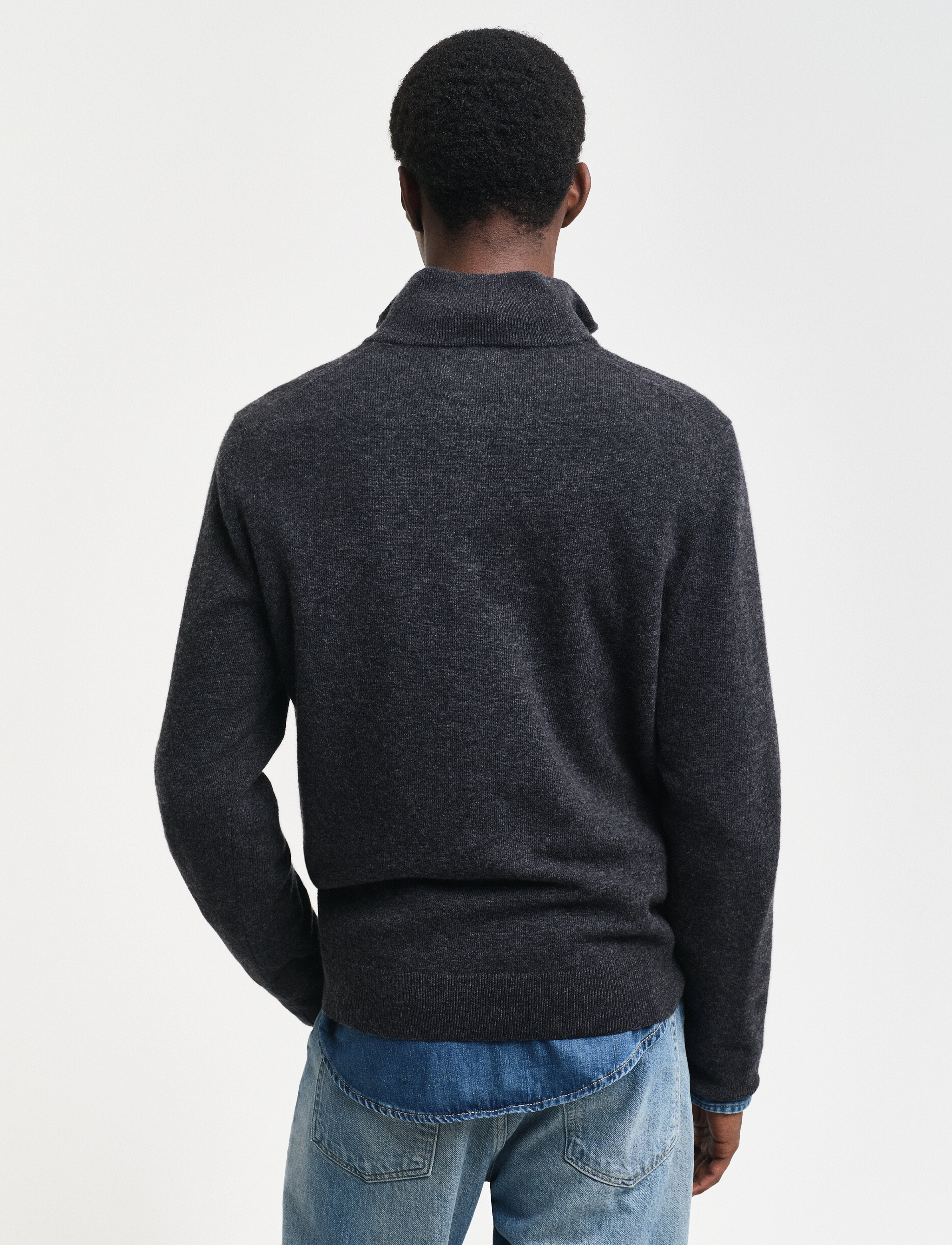 GANT - EXTRAFINE LAMBSWOOL HALF ZIP - dk charcoal melange - 3
