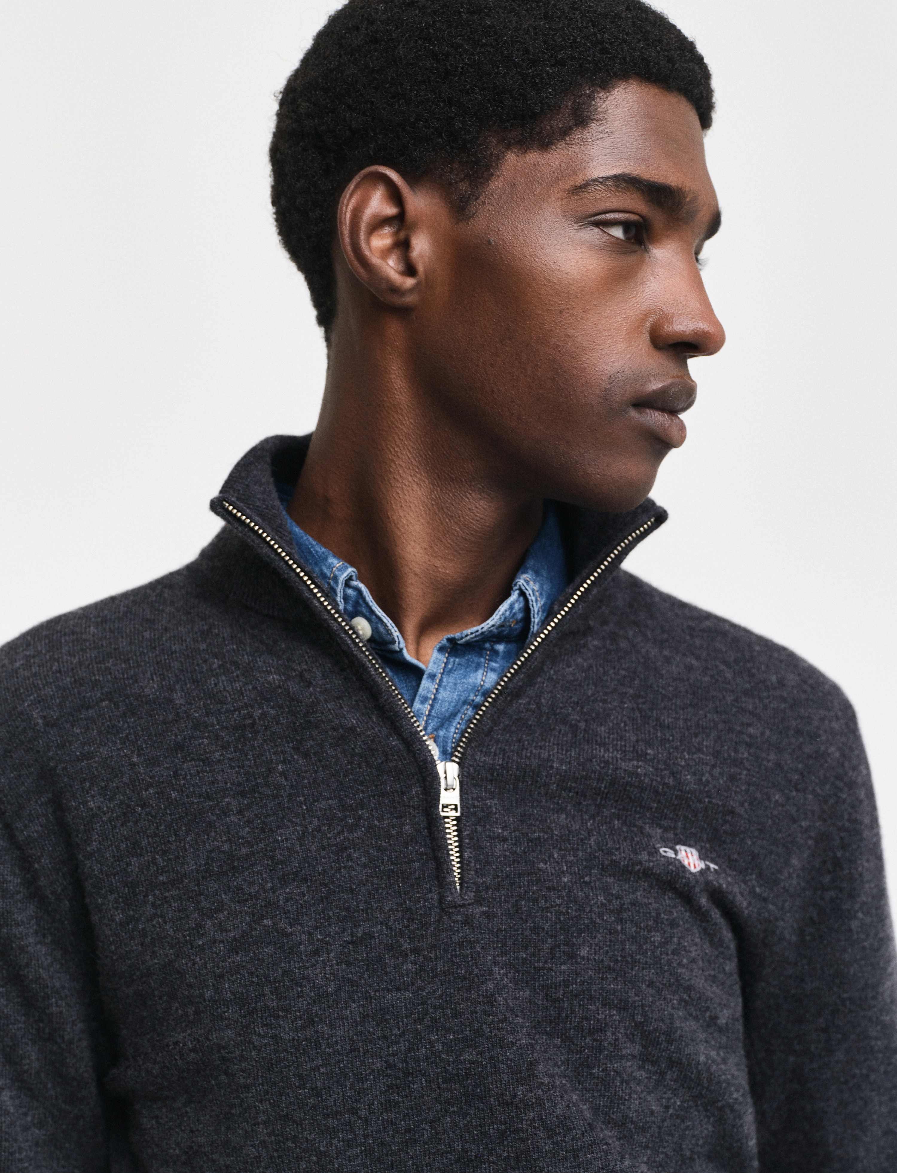 GANT - EXTRAFINE LAMBSWOOL HALF ZIP - dk charcoal melange - 4