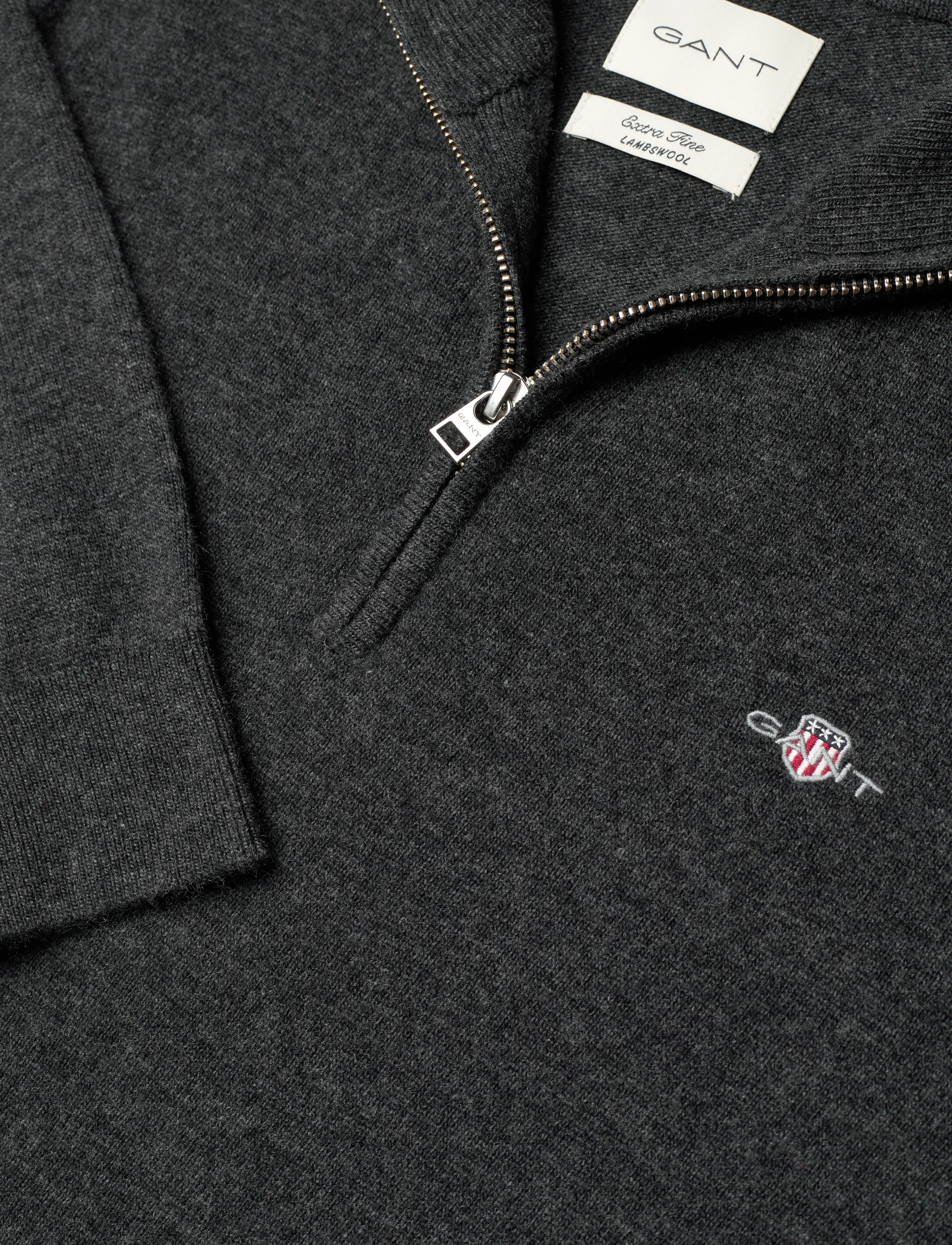 GANT - EXTRAFINE LAMBSWOOL HALF ZIP - dk charcoal melange - 5
