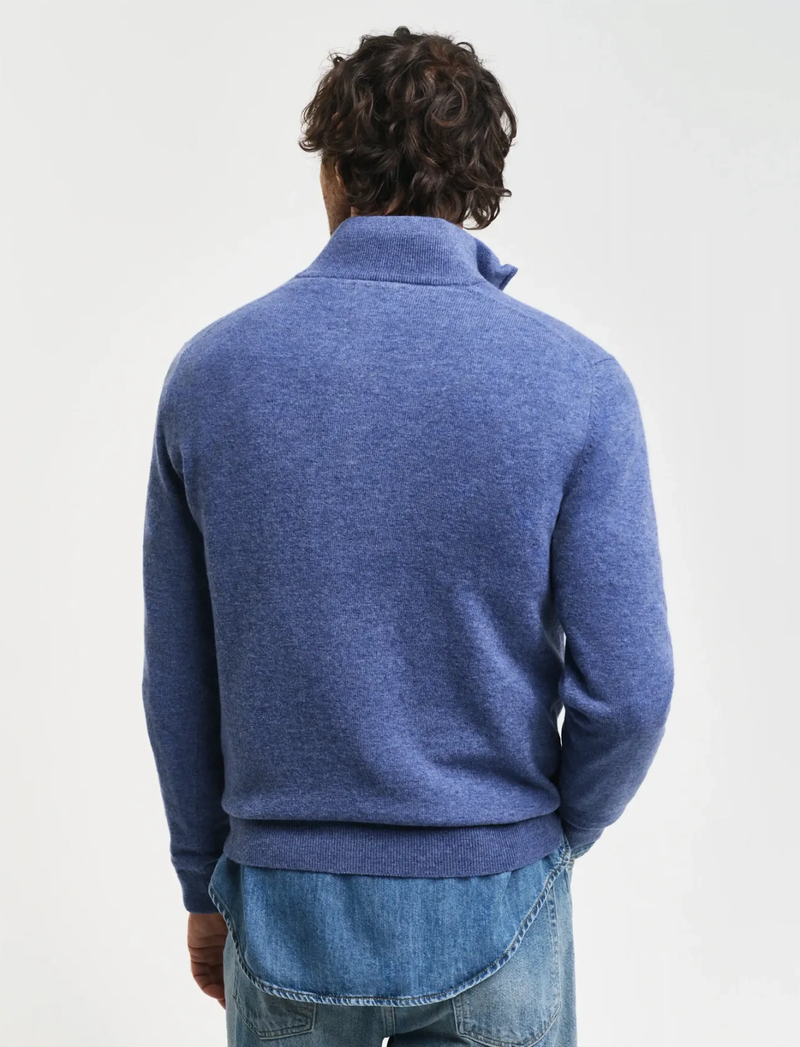 GANT - EXTRAFINE LAMBSWOOL HALF ZIP - stone blue melange - 3