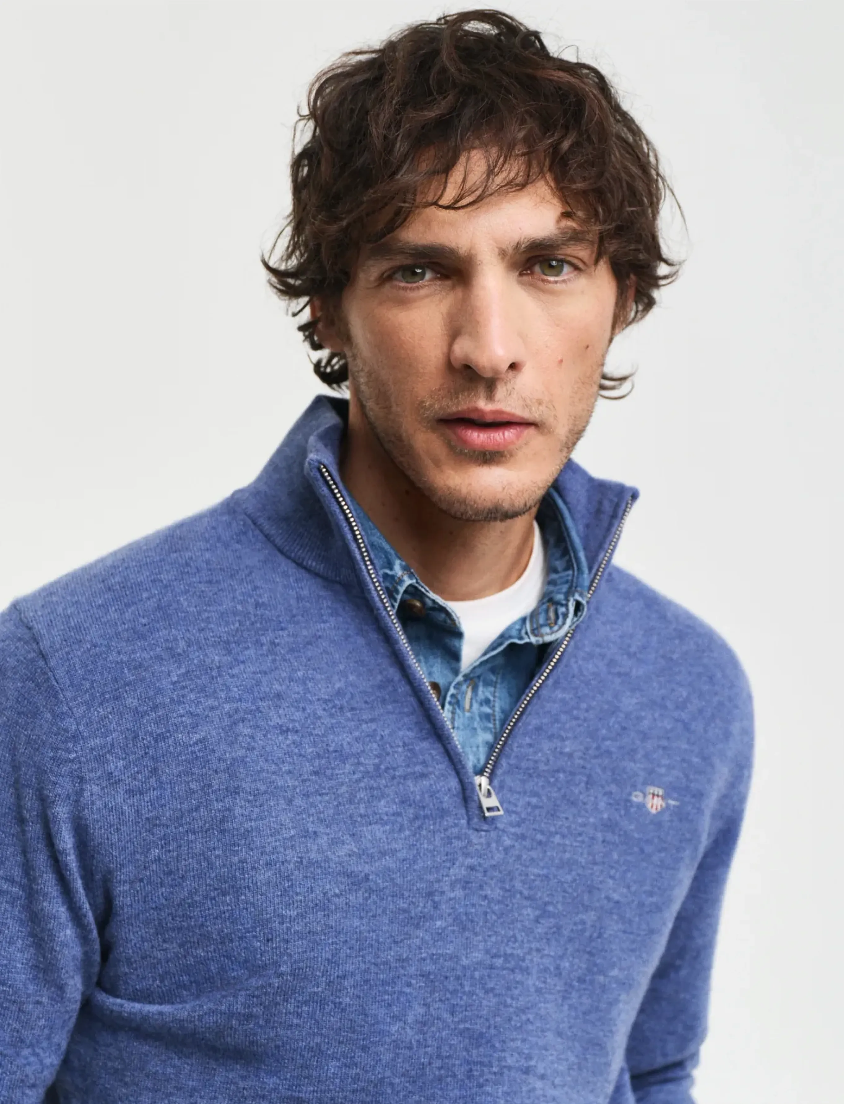 GANT - EXTRAFINE LAMBSWOOL HALF ZIP - stone blue melange - 4