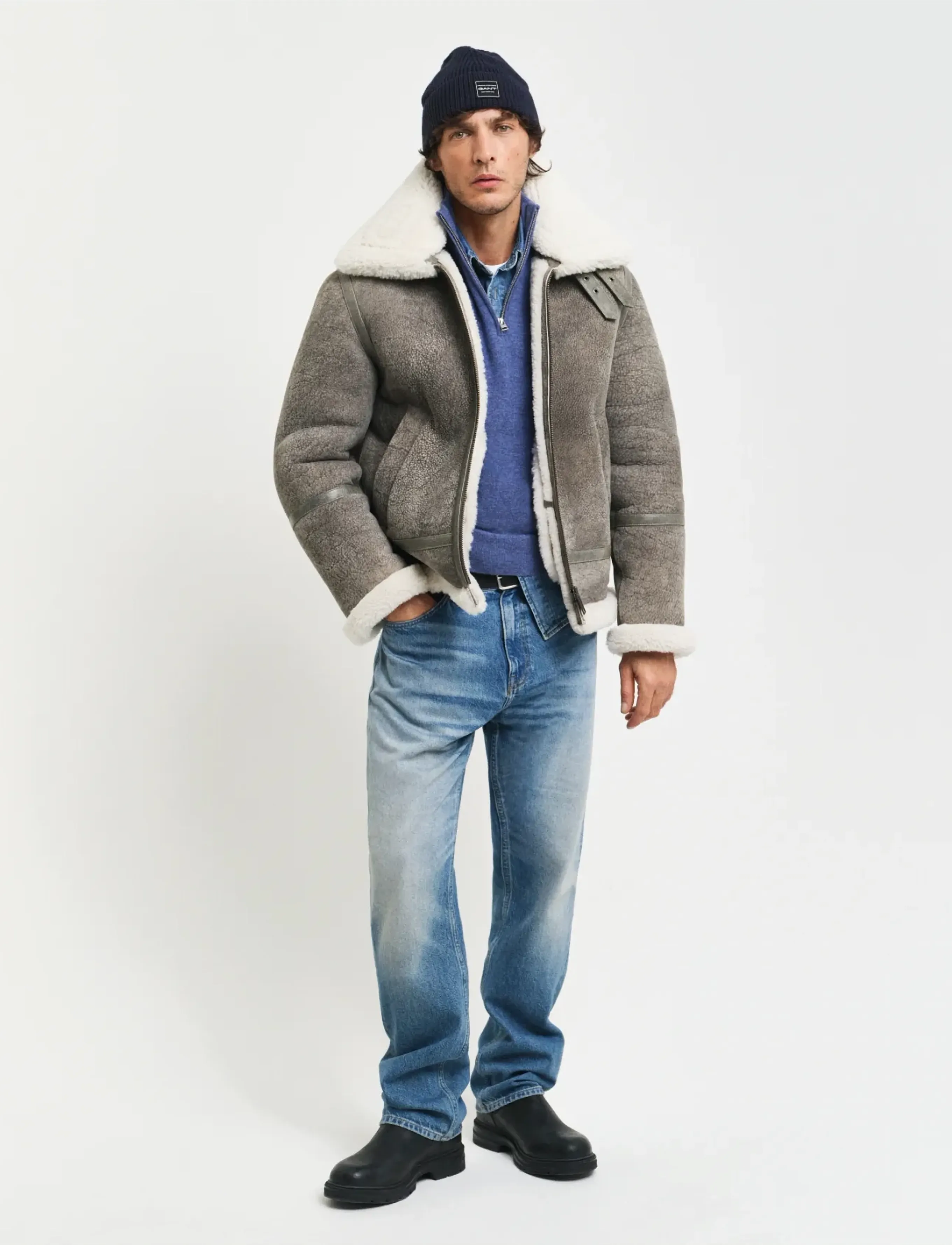 GANT - EXTRAFINE LAMBSWOOL HALF ZIP - stone blue melange - 5