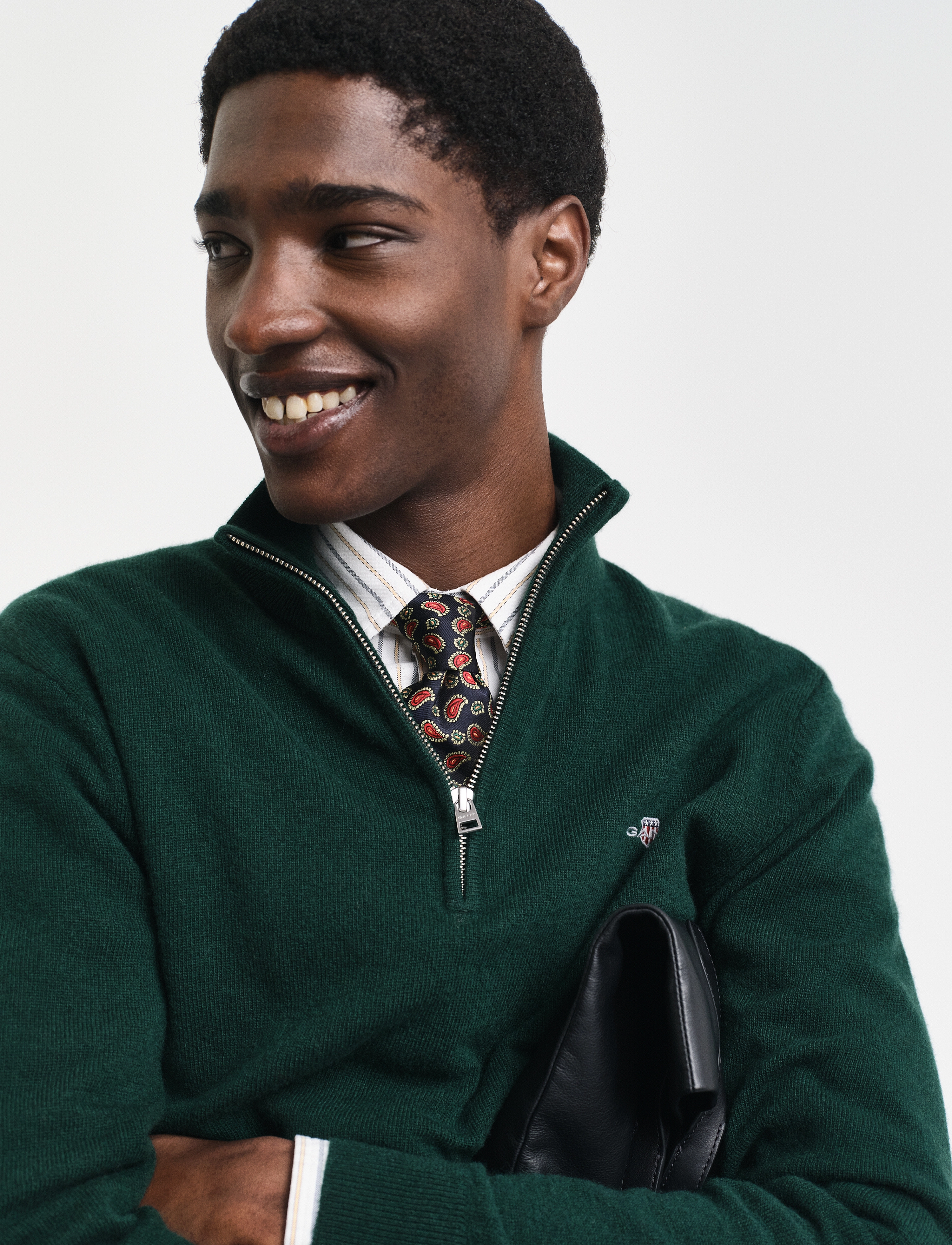 GANT - EXTRAFINE LAMBSWOOL HALF ZIP - tartan green - 4
