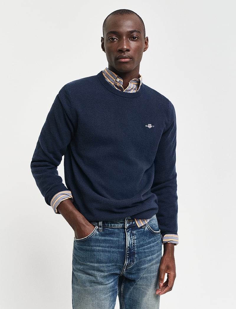 GANT - EXTRAFINE LAMBSWOOL C-NECK - rundhals - marine - 0