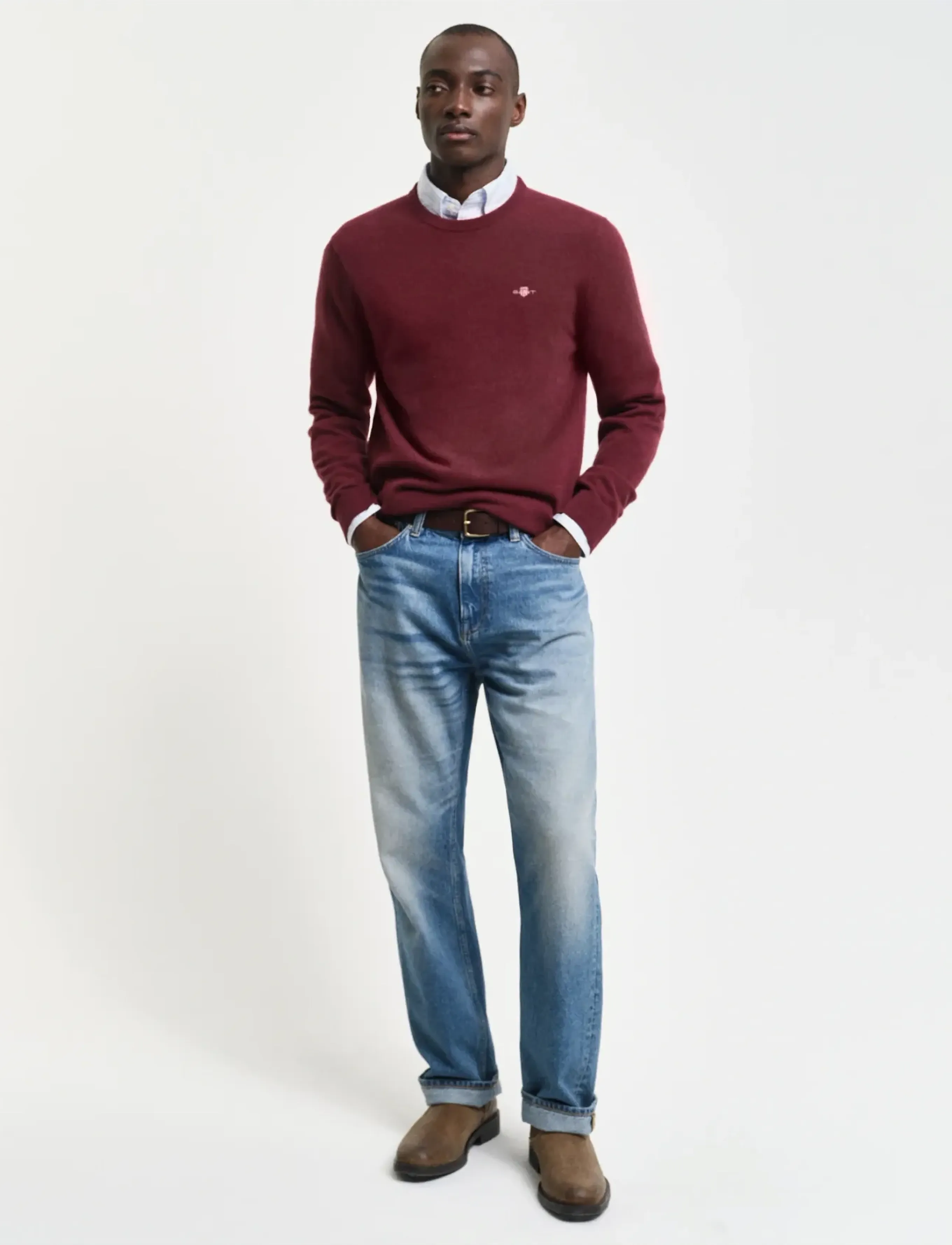 GANT - EXTRAFINE LAMBSWOOL C-NECK - wine red - 5