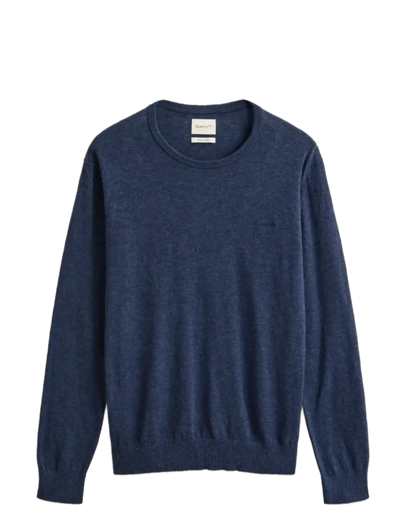GANT SLUB COTTON LINEN C-NECK - Strik - DARK INDIGO MELANGE / navy