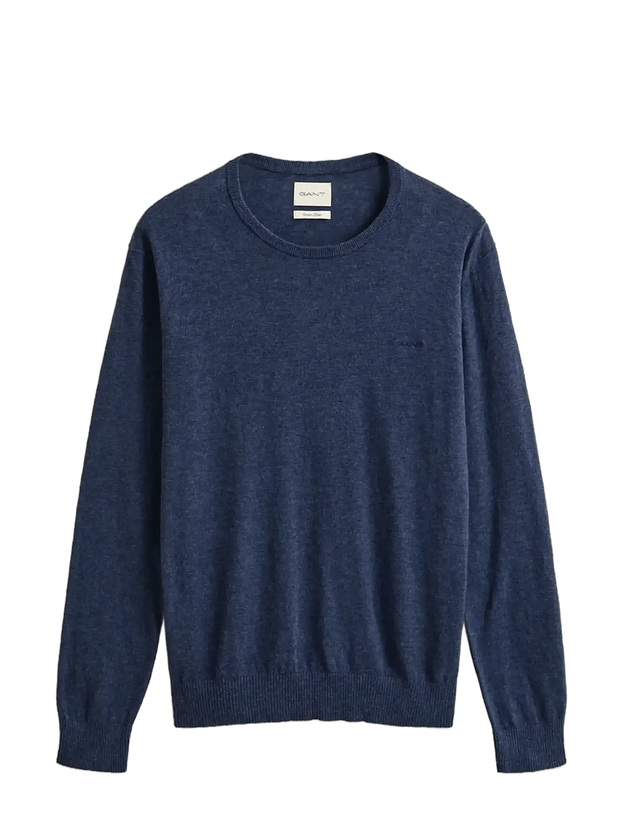 Gant - SLUB COTTON LINEN C-NECK - rund hals - dark indigo melange - 1