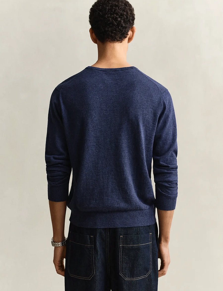 Gant - SLUB COTTON LINEN C-NECK - rund hals - dark indigo melange - 2