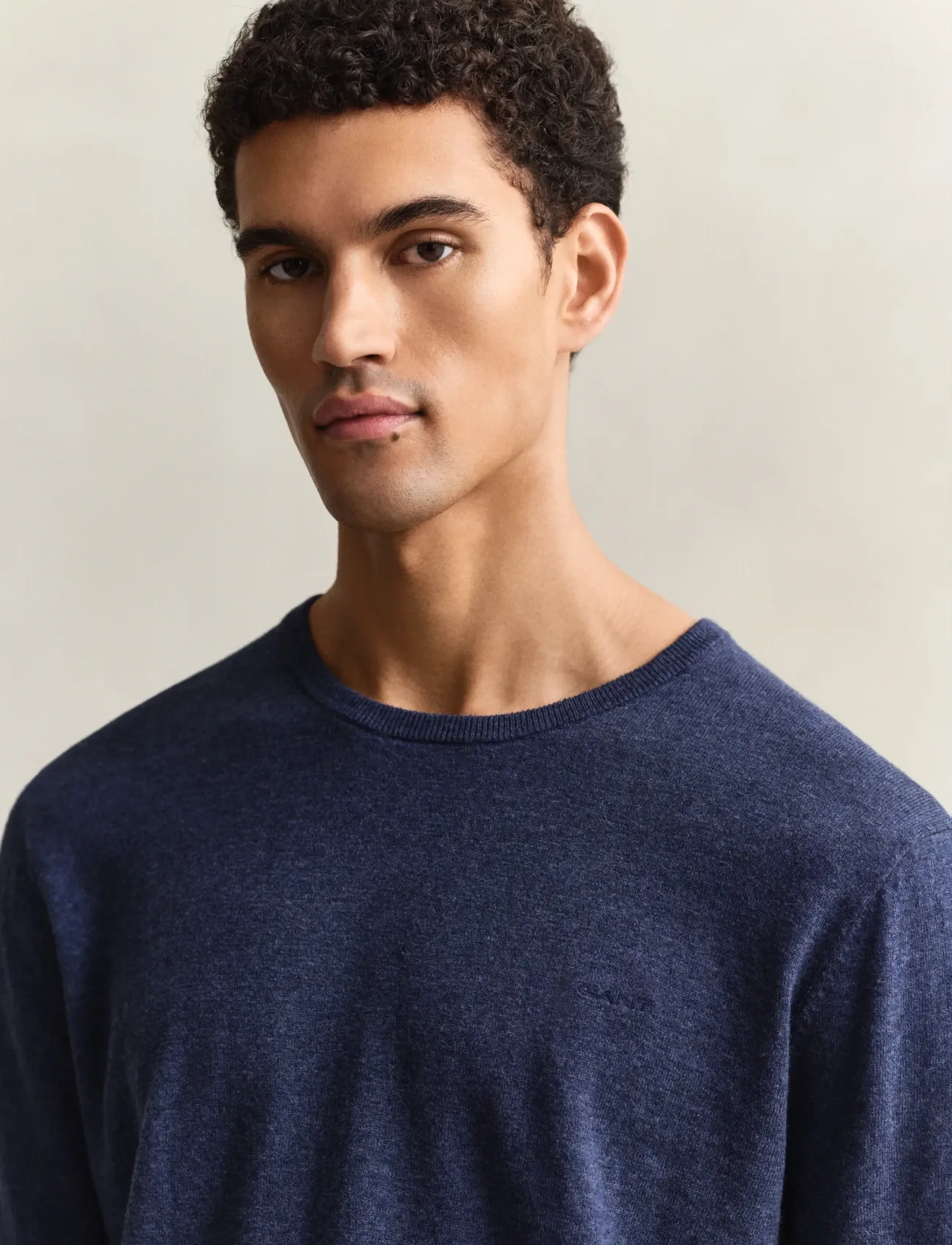 Gant - SLUB COTTON LINEN C-NECK - rund hals - dark indigo melange - 3