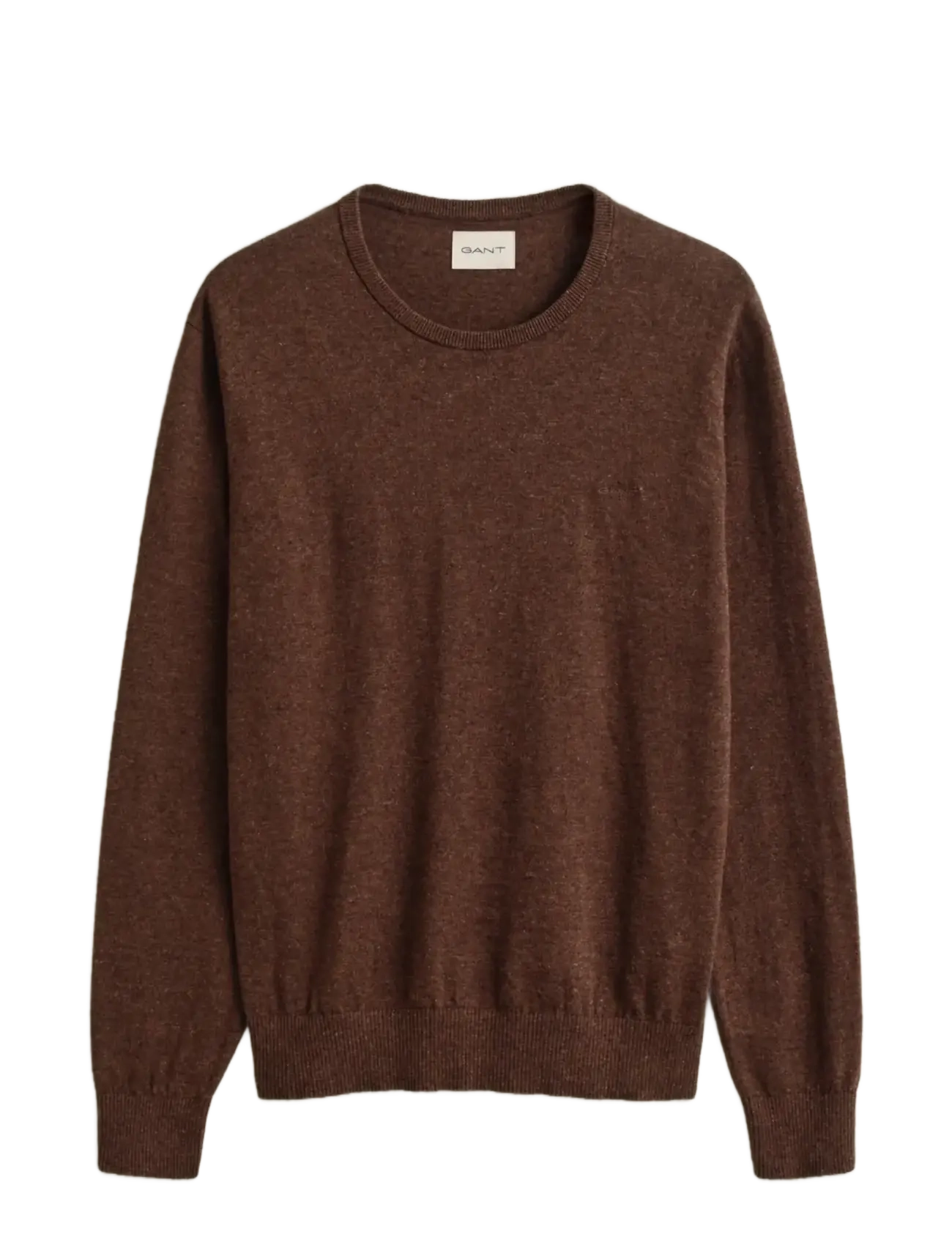 GANT SLUB COTTON LINEN C-NECK - Fatnaður - HAZELNUT MELANGE / brown
