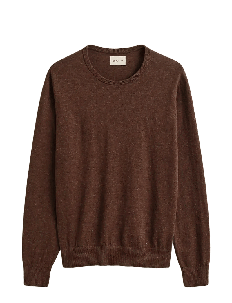 GANT - SLUB COTTON LINEN C-NECK - Ümmarguse kaelusega kudumid - hazelnut melange - 1