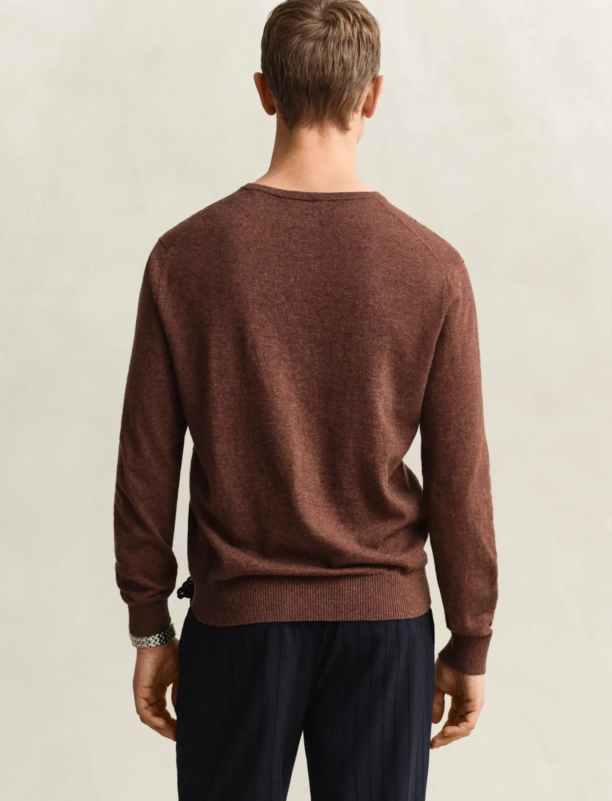 Gant - SLUB COTTON LINEN C-NECK - rund hals - hazelnut melange - 2