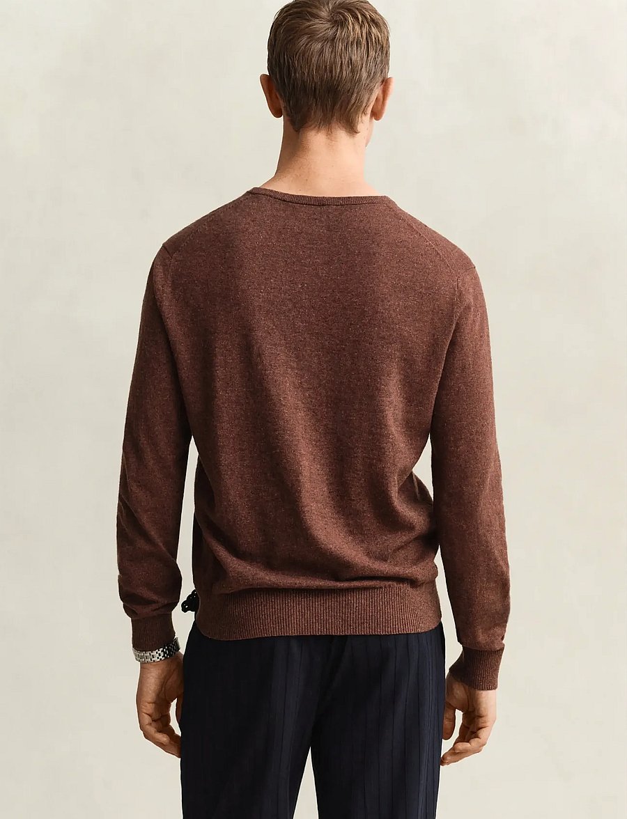 Gant - SLUB COTTON LINEN C-NECK - rund hals - hazelnut melange - 2