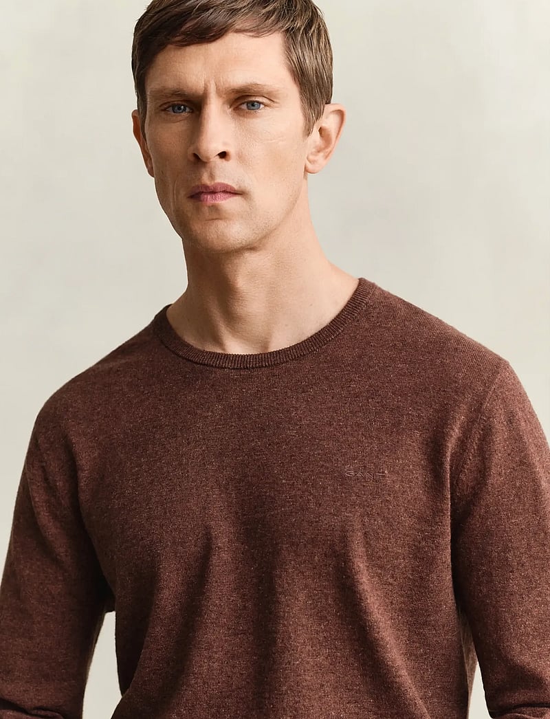 GANT - SLUB COTTON LINEN C-NECK - Ümmarguse kaelusega kudumid - hazelnut melange - 3