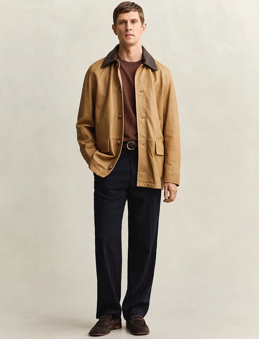 Gant - SLUB COTTON LINEN C-NECK - rund hals - hazelnut melange - 4