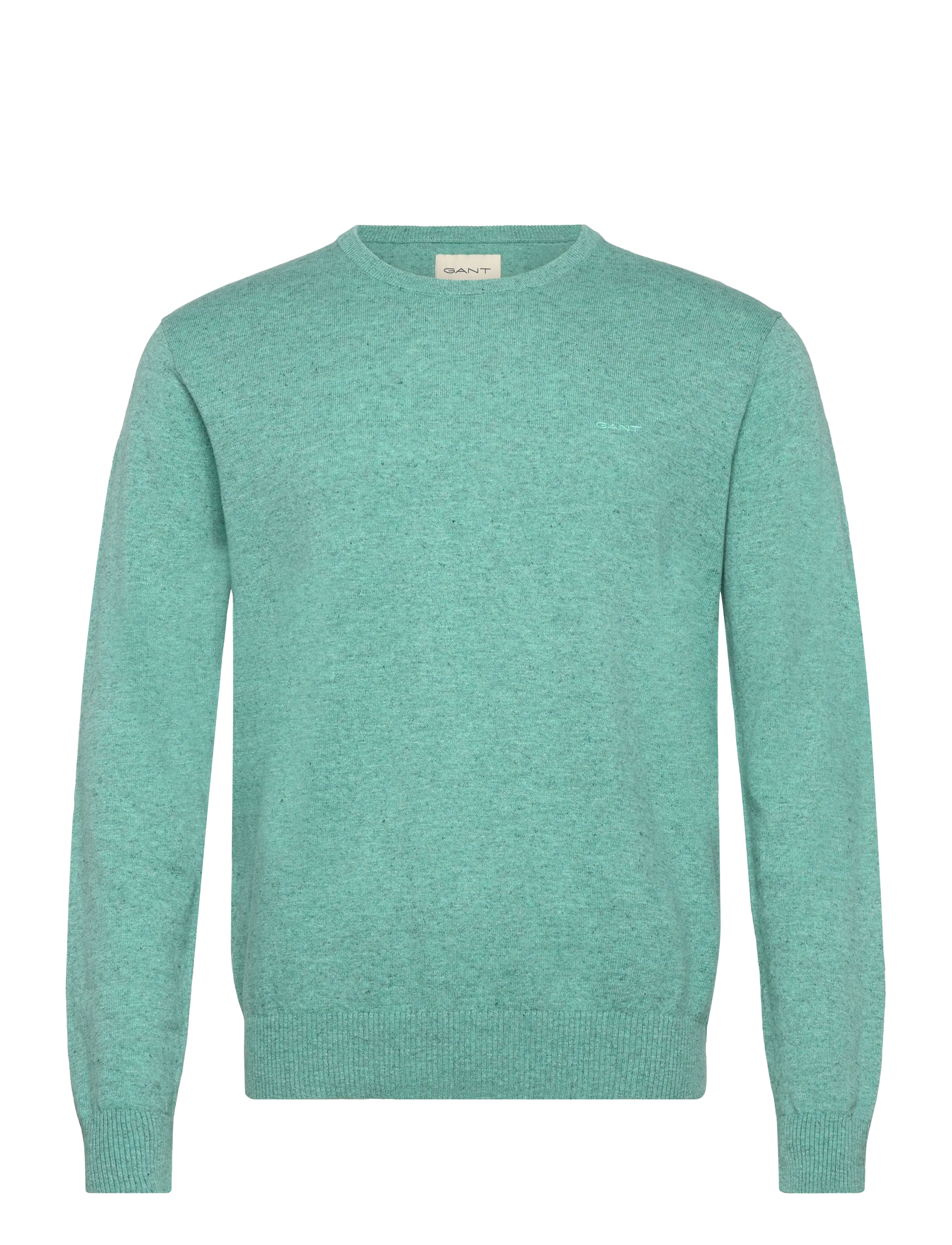 GANT SLUB COTTON LINEN C-NECK - Strik - OCEAN GREEN MELANGE / green
